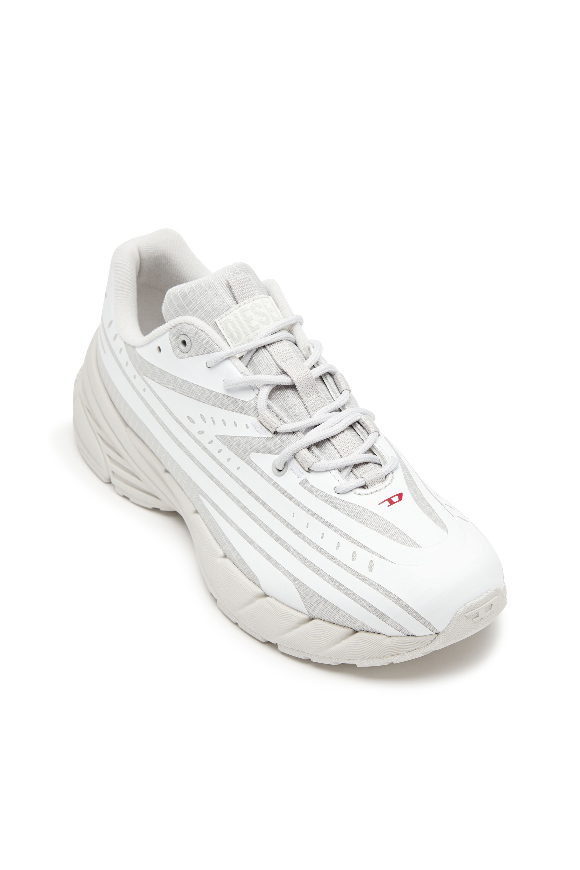 Diesel - D-AIRSPEED LOW W, Female's D-Airspeed Low-Striped sneakers in coated ripstop in ホワイト/グレー - 6