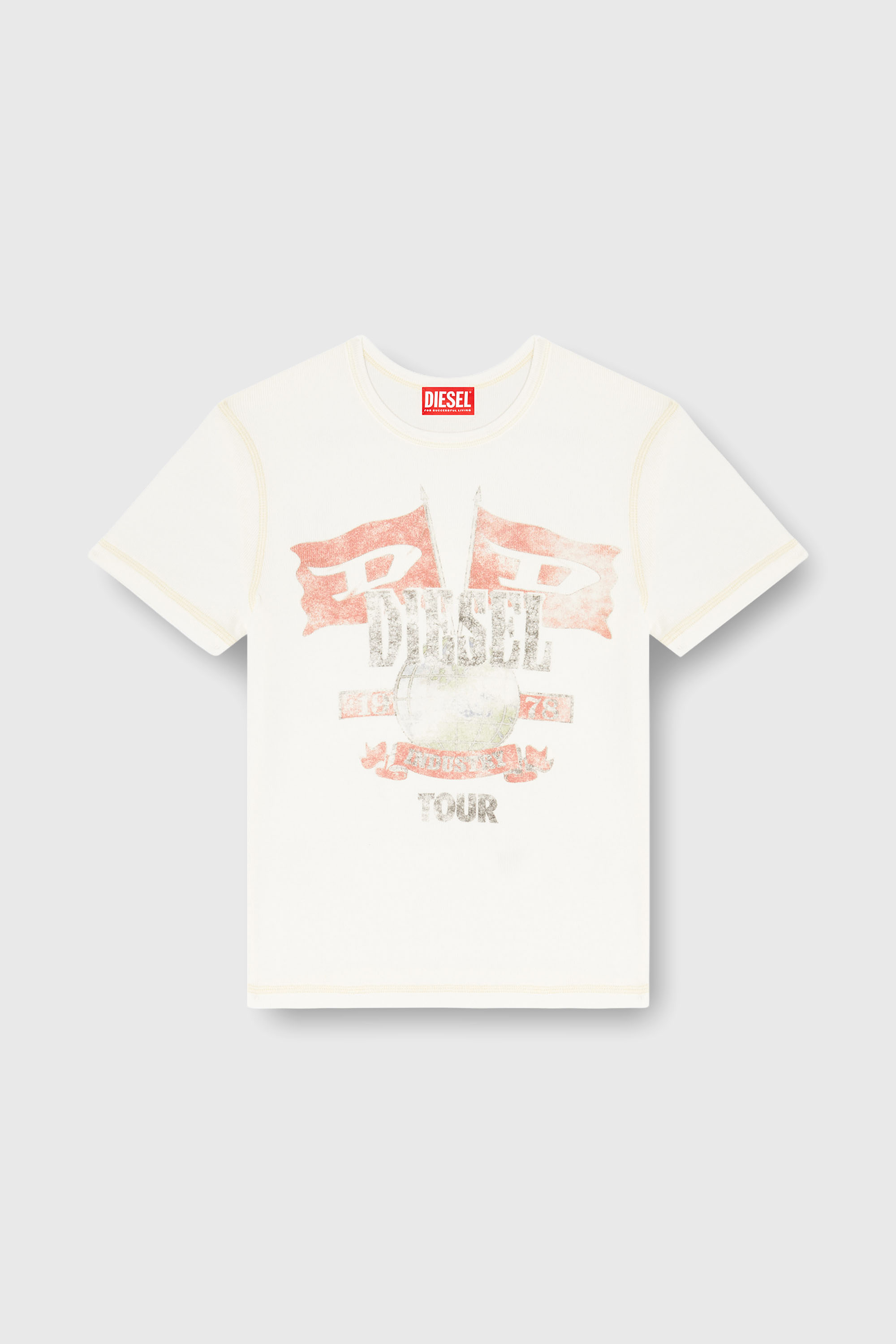 Diesel - T-MARSY-RIB, Female's Ribbed T-shirt with concert graphics in null - 2