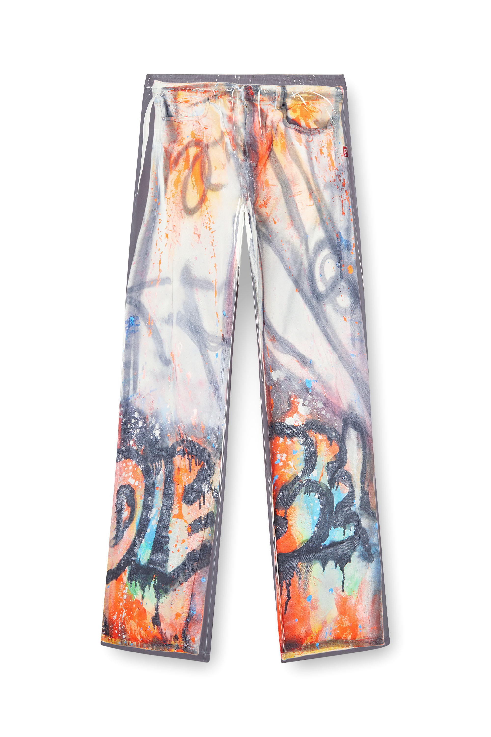 Diesel - P-AFTER-GRAFFITI-USA, Unisex's Relaxed pant with graffiti print in グレー - 3