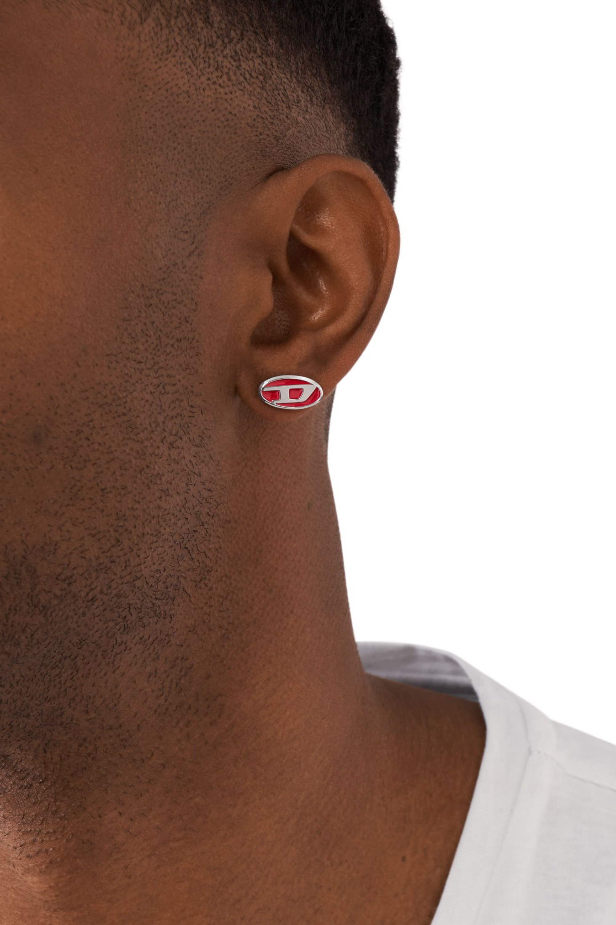 Diesel - DX1443, Unisex's Red enamel and stainless steel single stud earring in シルバー - 3