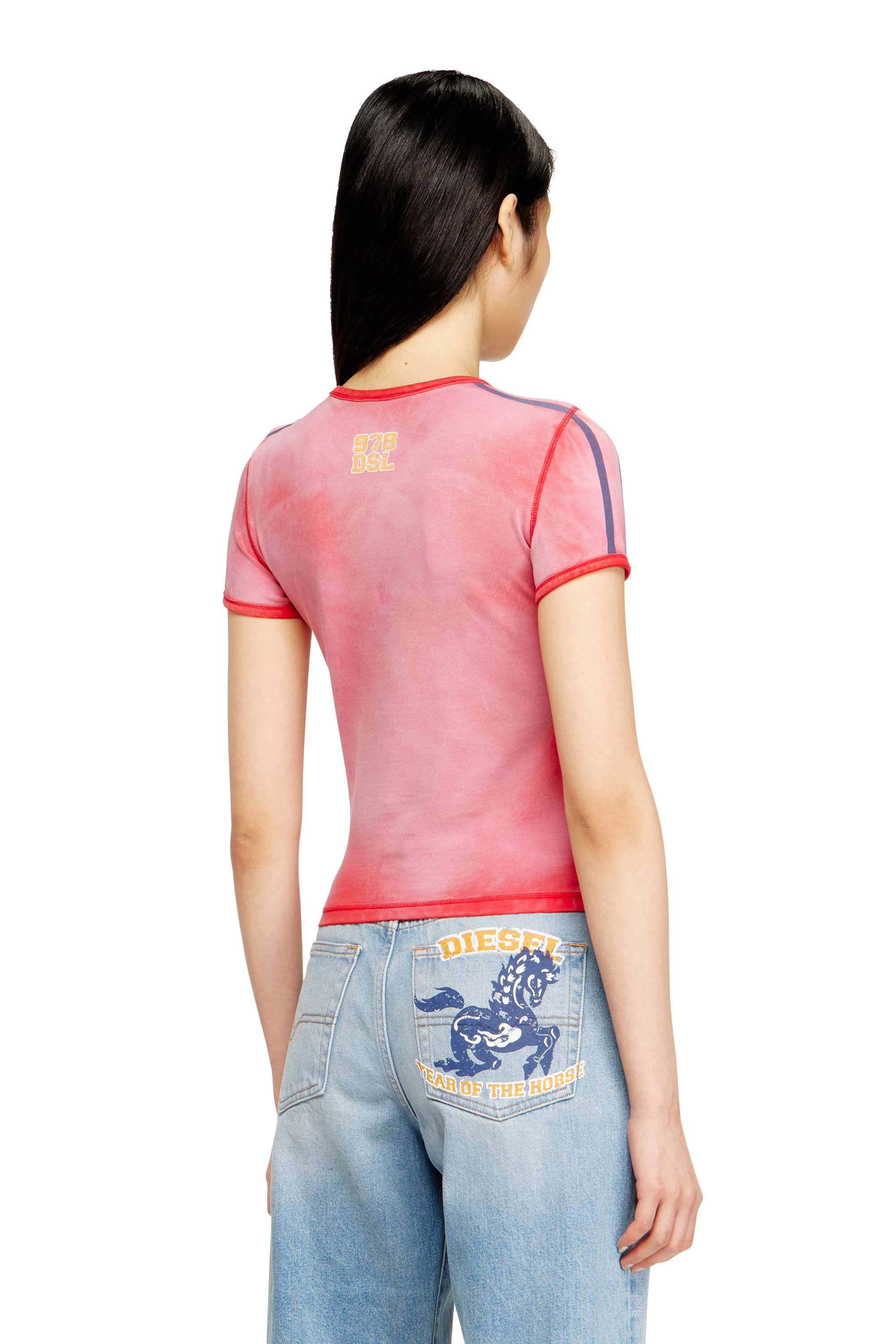 Diesel - CL-T-UNCUTIE-HORSE, Female's Cotton stretch T-shirt with horse graphic print in レッド - 4