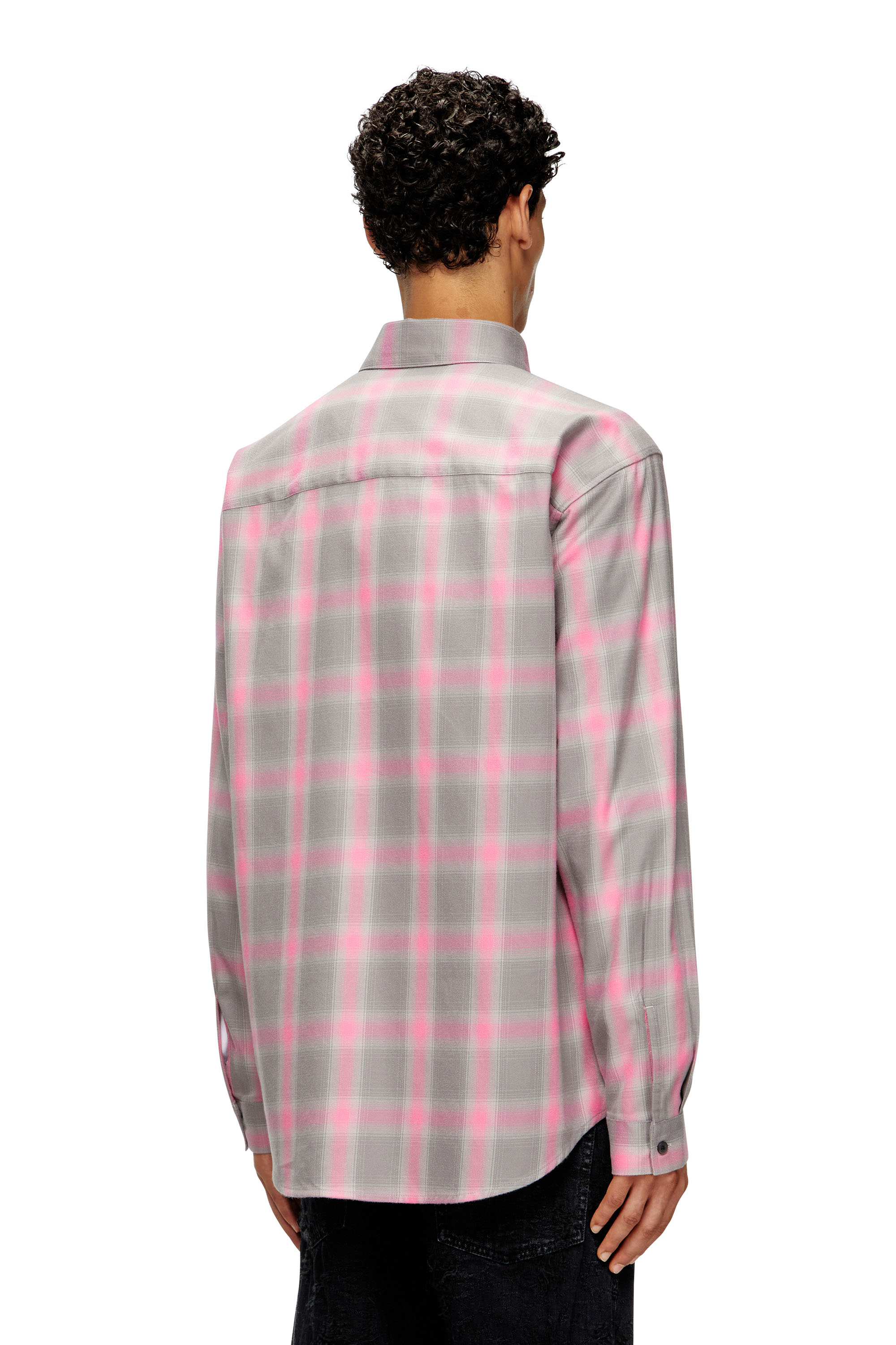 Diesel - S-SIMPLY-CHECK-HGBT, Male's 長袖シャツ in グレー/ピンク - 4