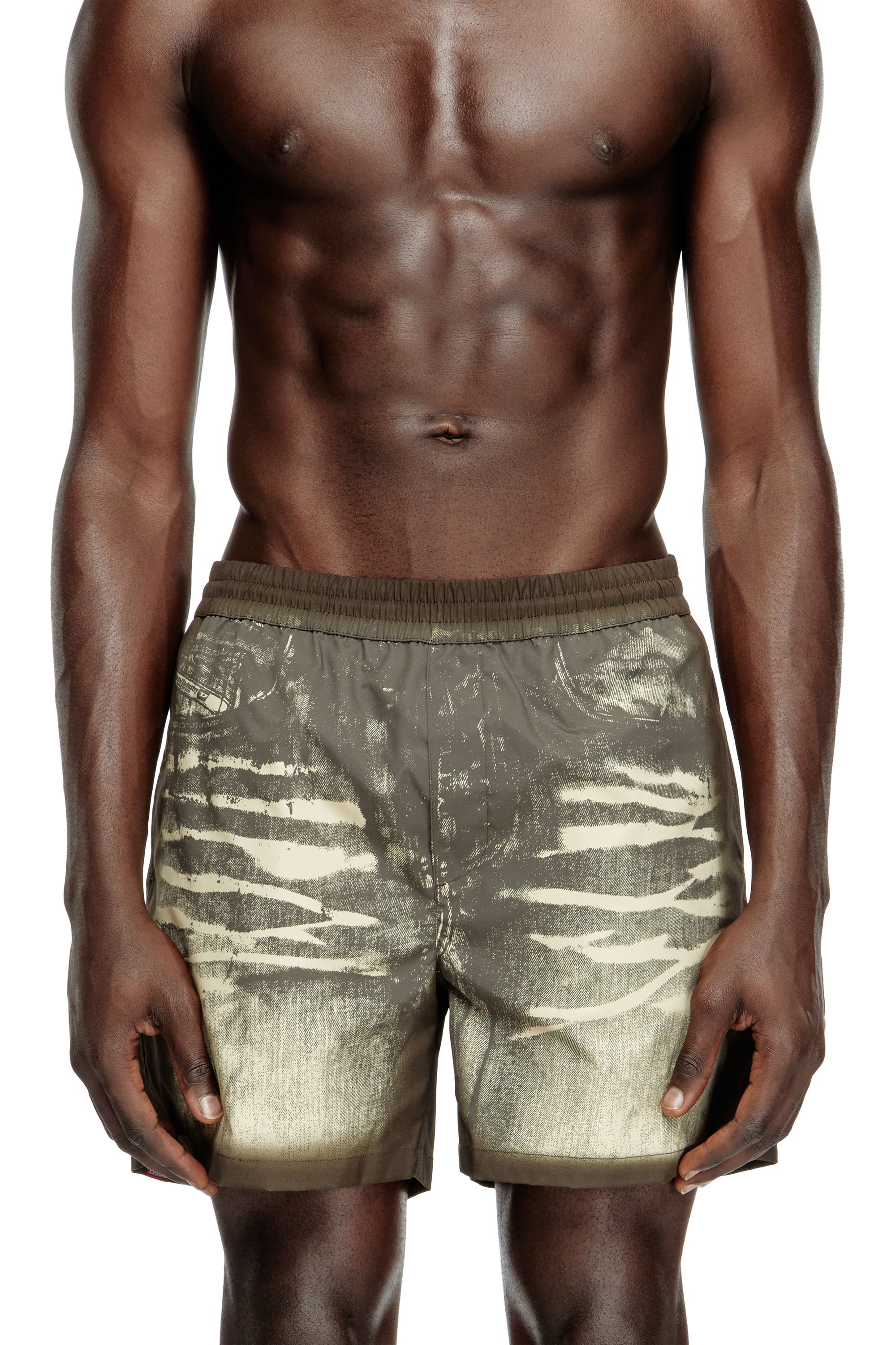 Diesel - RIO-41-DNM, Male's Mid-length swim shorts with denim print in ブラウン - 2