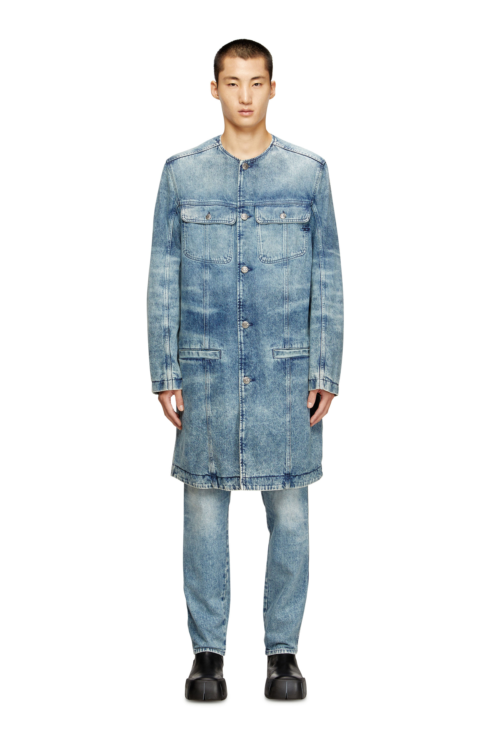Diesel - D-ABERD-FSH1, Male's Coat in lasered cotton-hemp denim in ライトブルー - 1