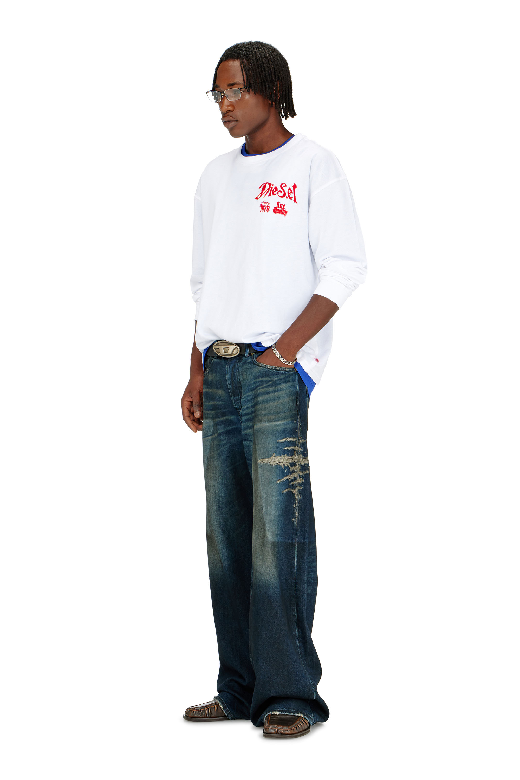 Diesel - T-BOXT-LS-AA6, Male's 長袖Tシャツ in ホワイト - 1