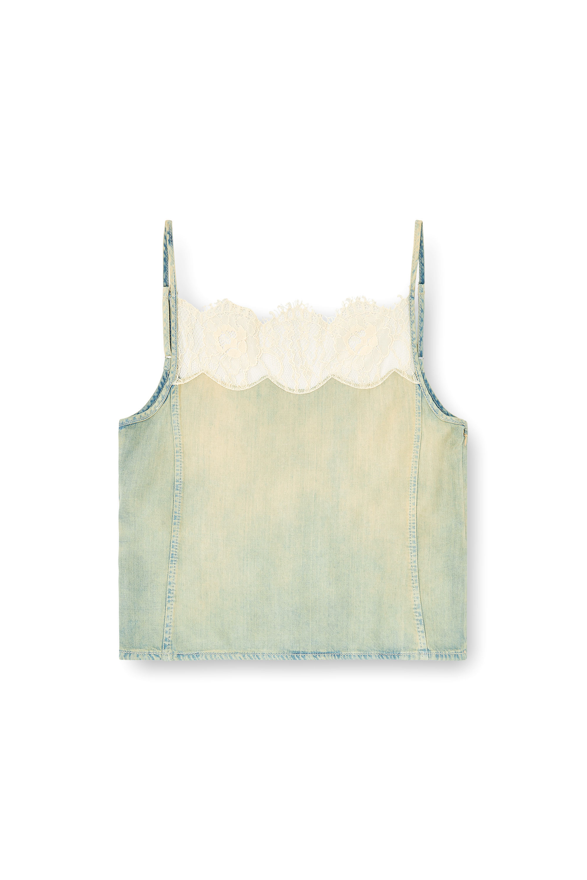Diesel - DE-MERY-S, Female's Cami top in denim and lace in ライトブルー - 3