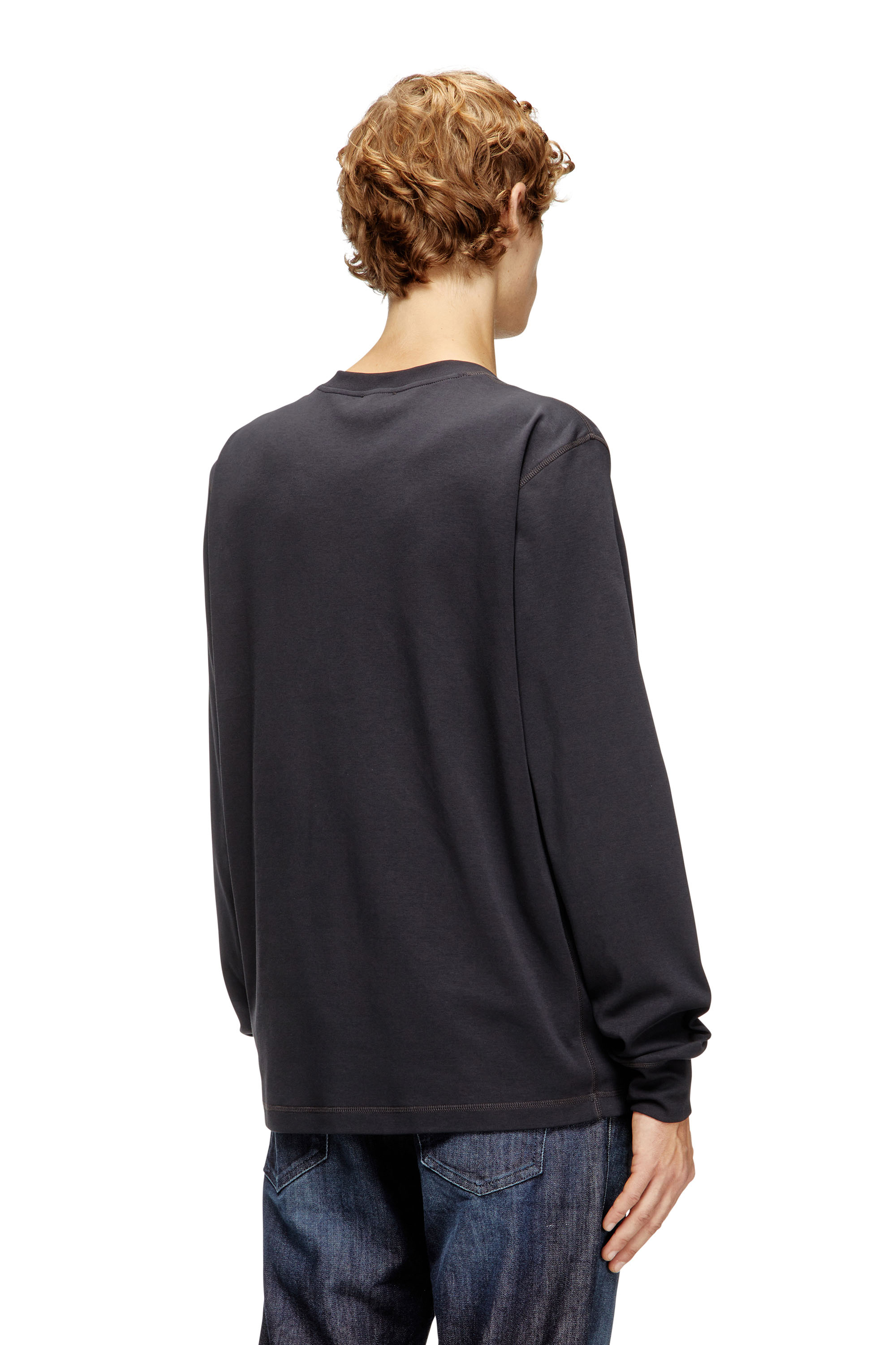 Diesel - T-MADJUST-LS-TR, Male's 長袖Tシャツ in ダークグレー - 4