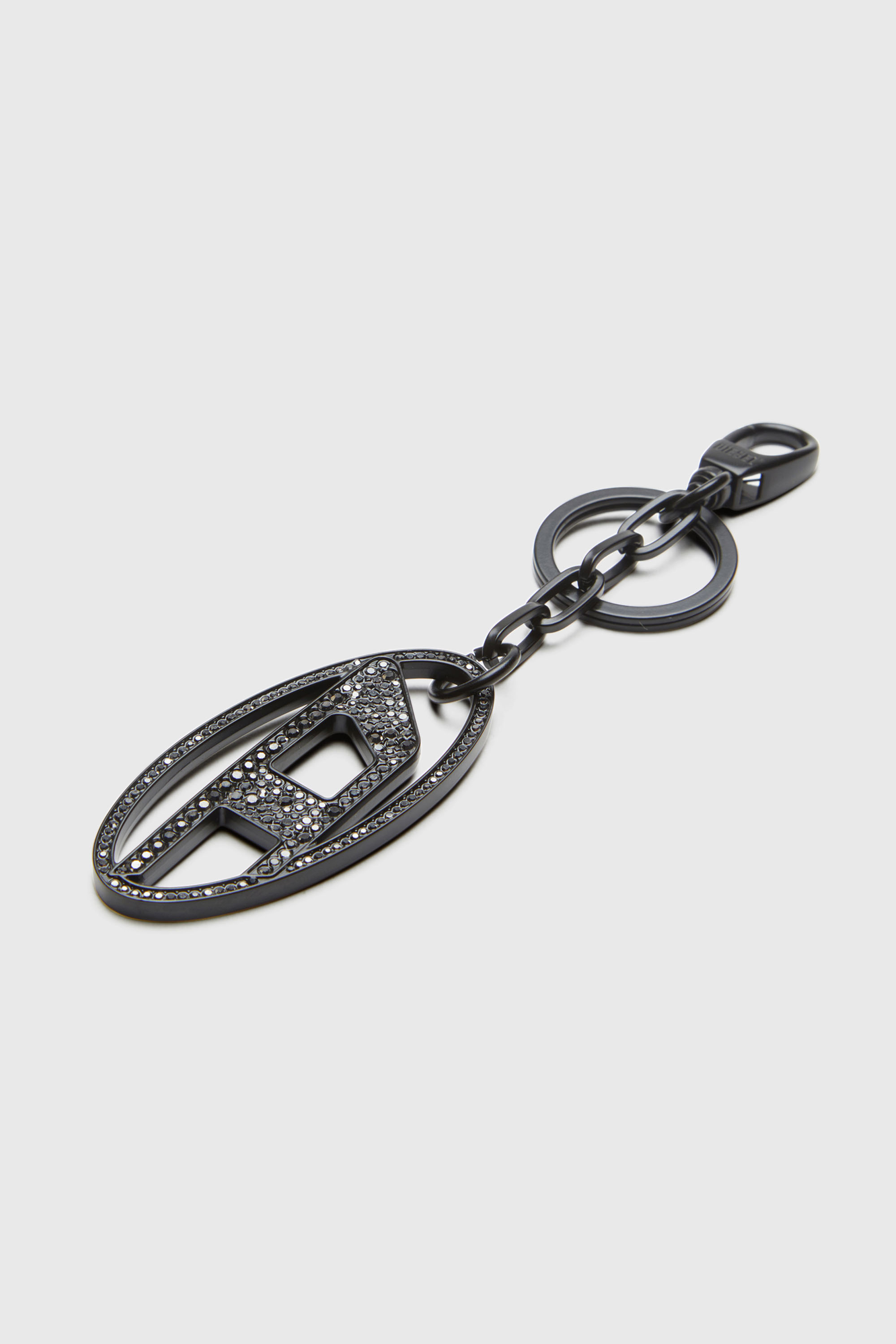 Diesel - HOLY-C, Female's Metal Oval D keyring with crystals in ブラック/シルバー - 3