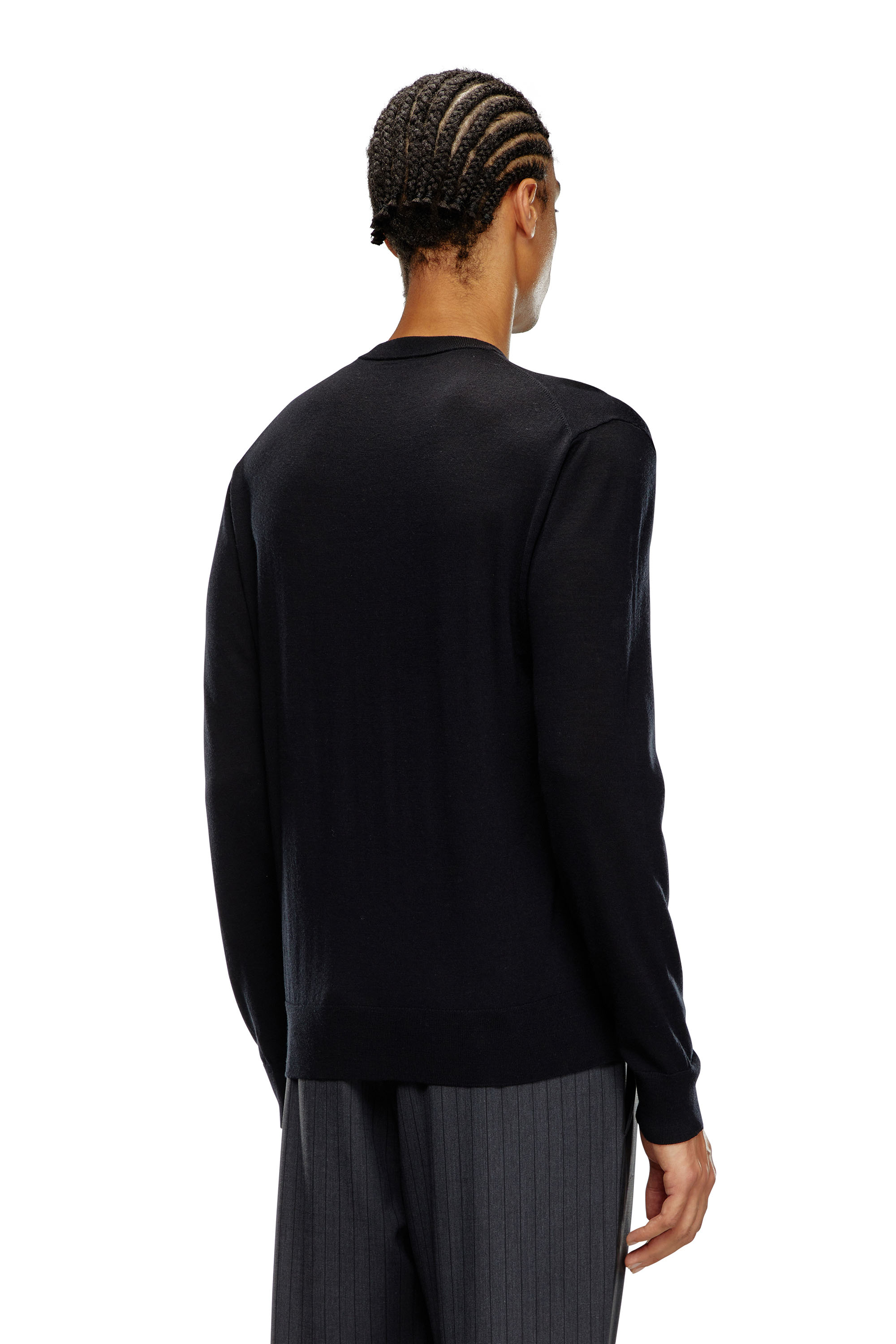 Diesel - K-GARTH, Male's Wool jumper with cut-out Oval D logo in ブラック - 4