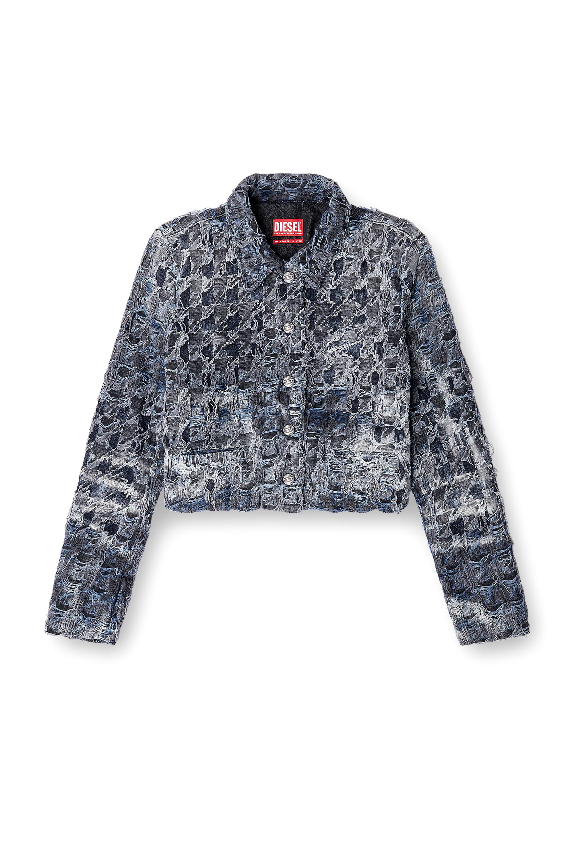 Diesel - DE-URSY-FSH, Female's Jacket in houndstooth tie-dye denim in グレー/ブルー - 2
