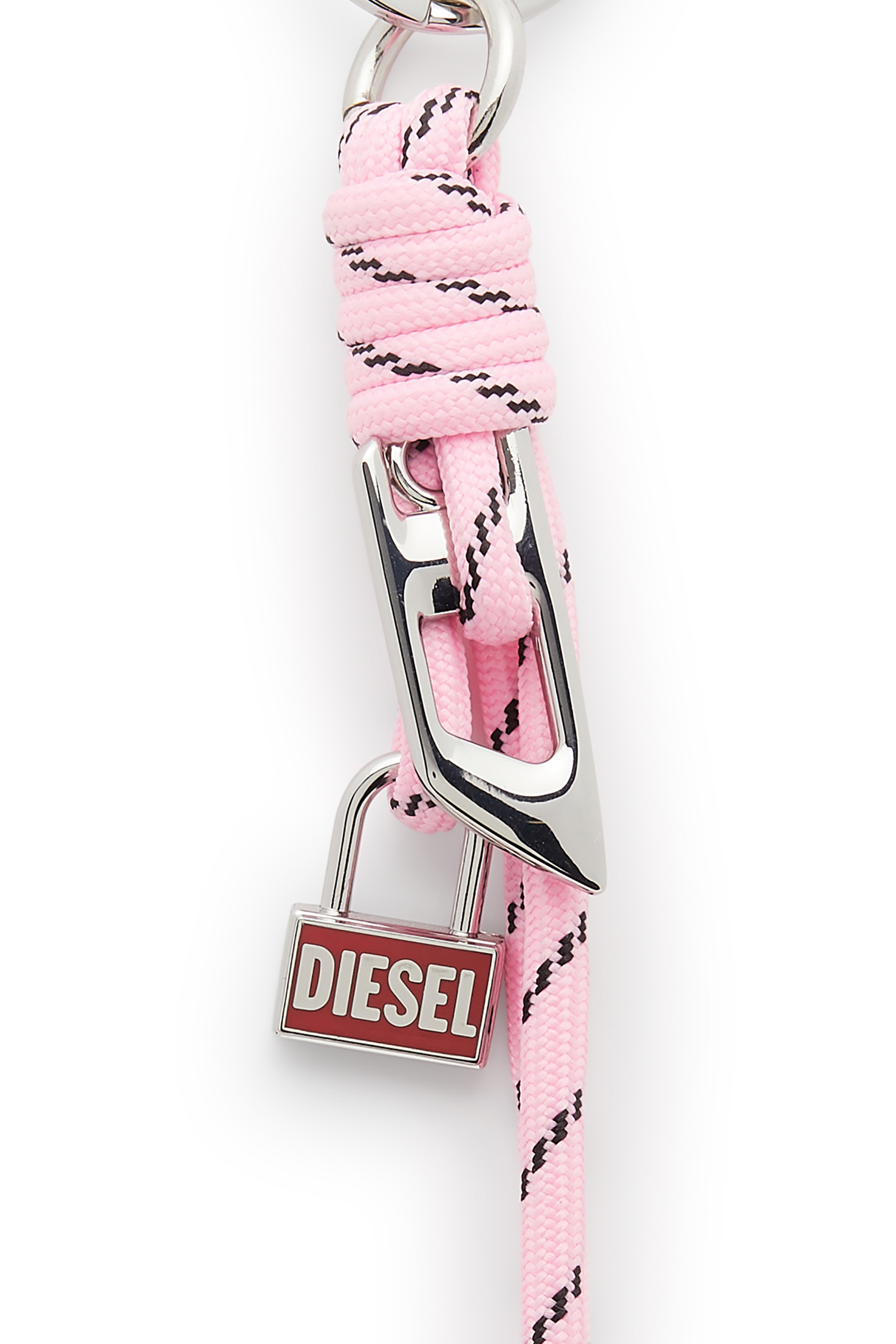 Diesel - ROPE II, Unisex's Metal and rope charm with Diesel pendant in ピンク / ホワイト - 3