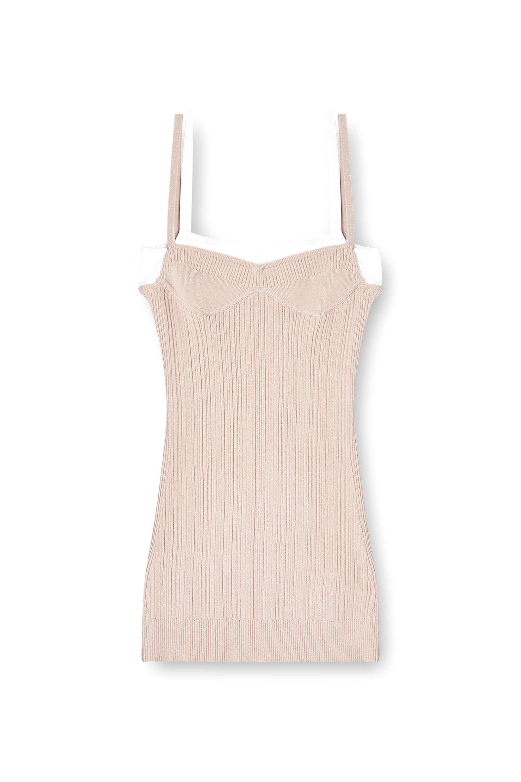 Diesel - M-ZANDRA, Female's Knit tank dress with layered effect in ピンク / ホワイト - 3