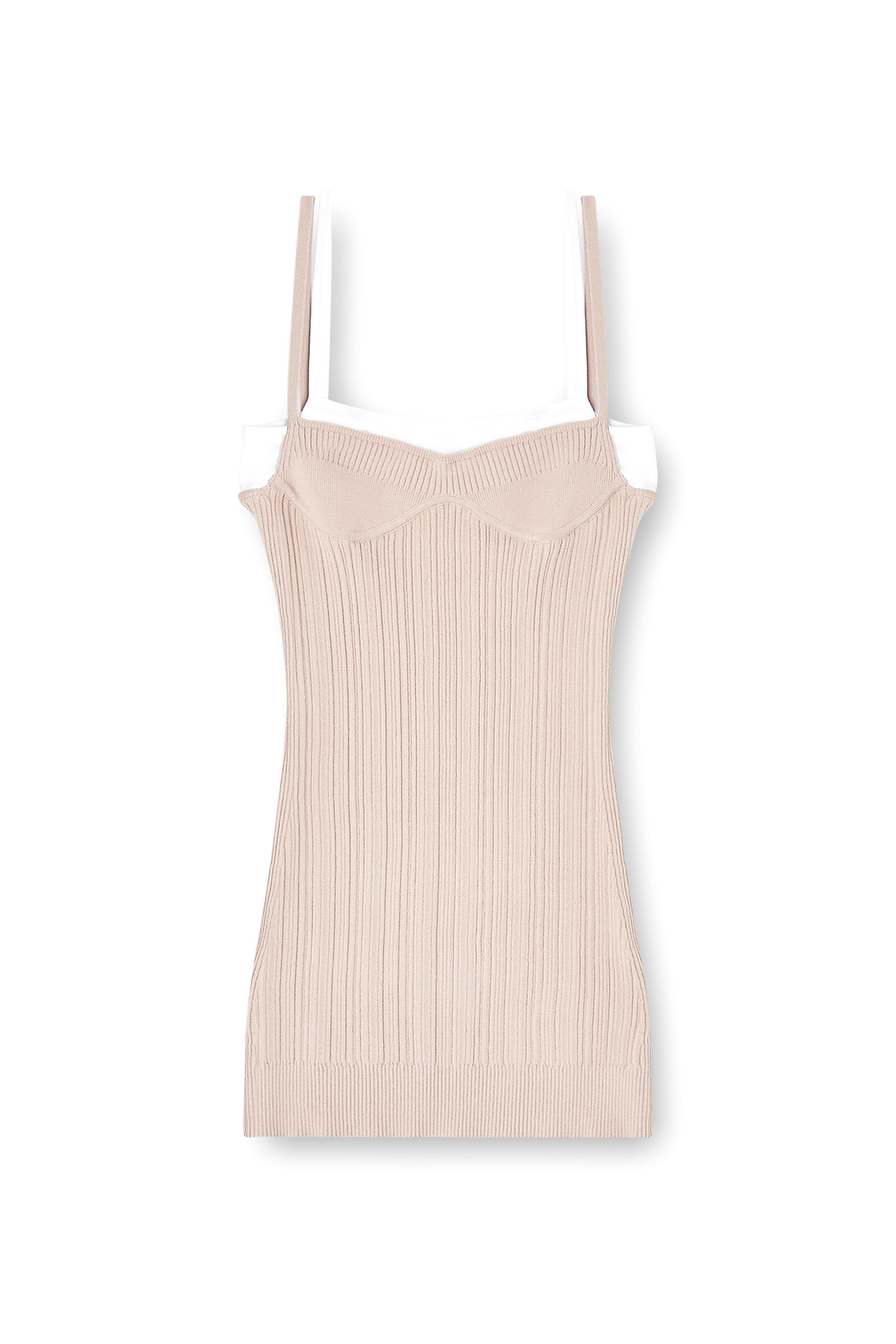 Diesel - M-ZANDRA, Female's Knit tank dress with layered effect in ピンク / ホワイト - 2