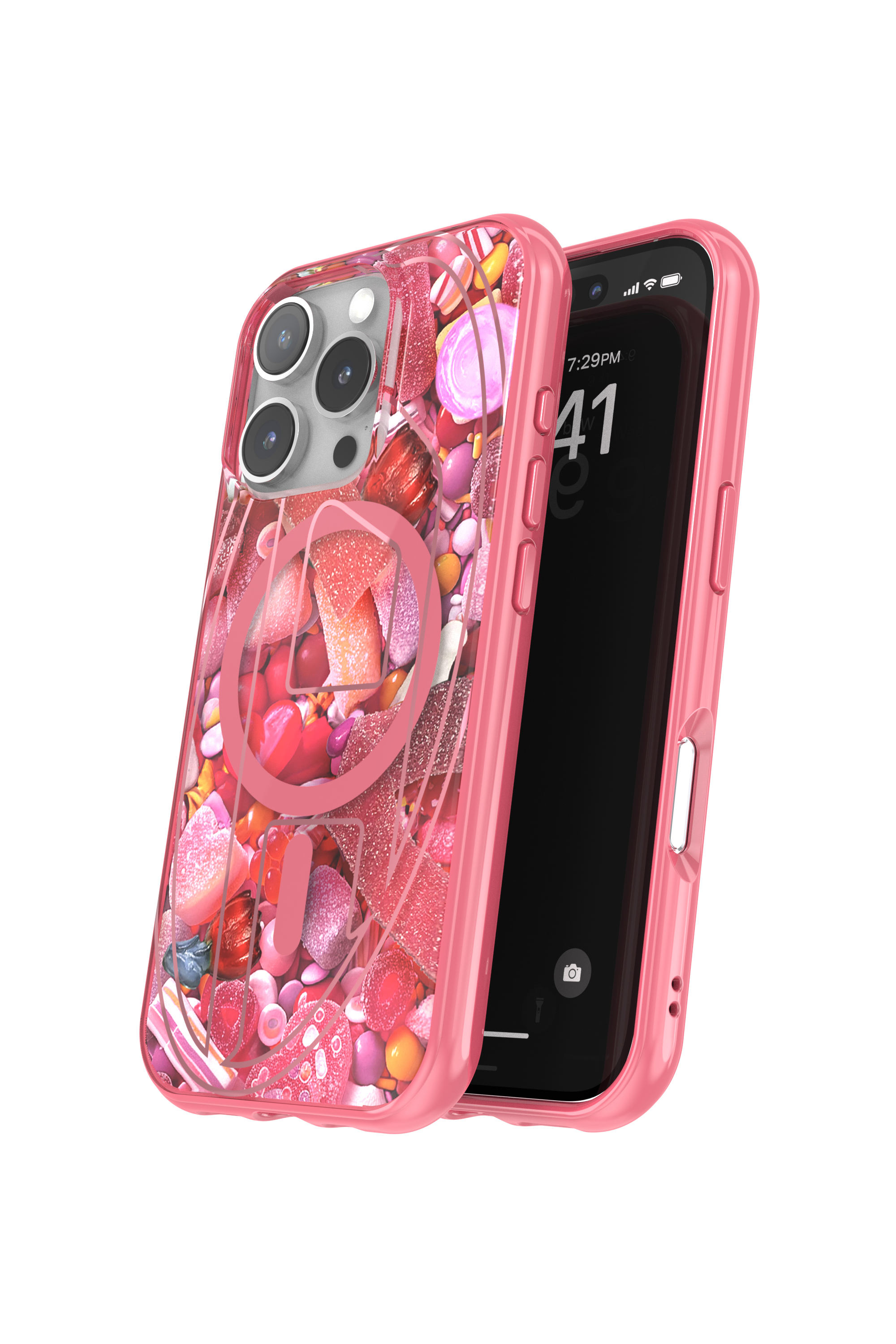 Diesel - 60250 AOP CASE, Unisex's Oval D Case with Magsafe iPhone 16 Pro in ピンク / ホワイト - 3