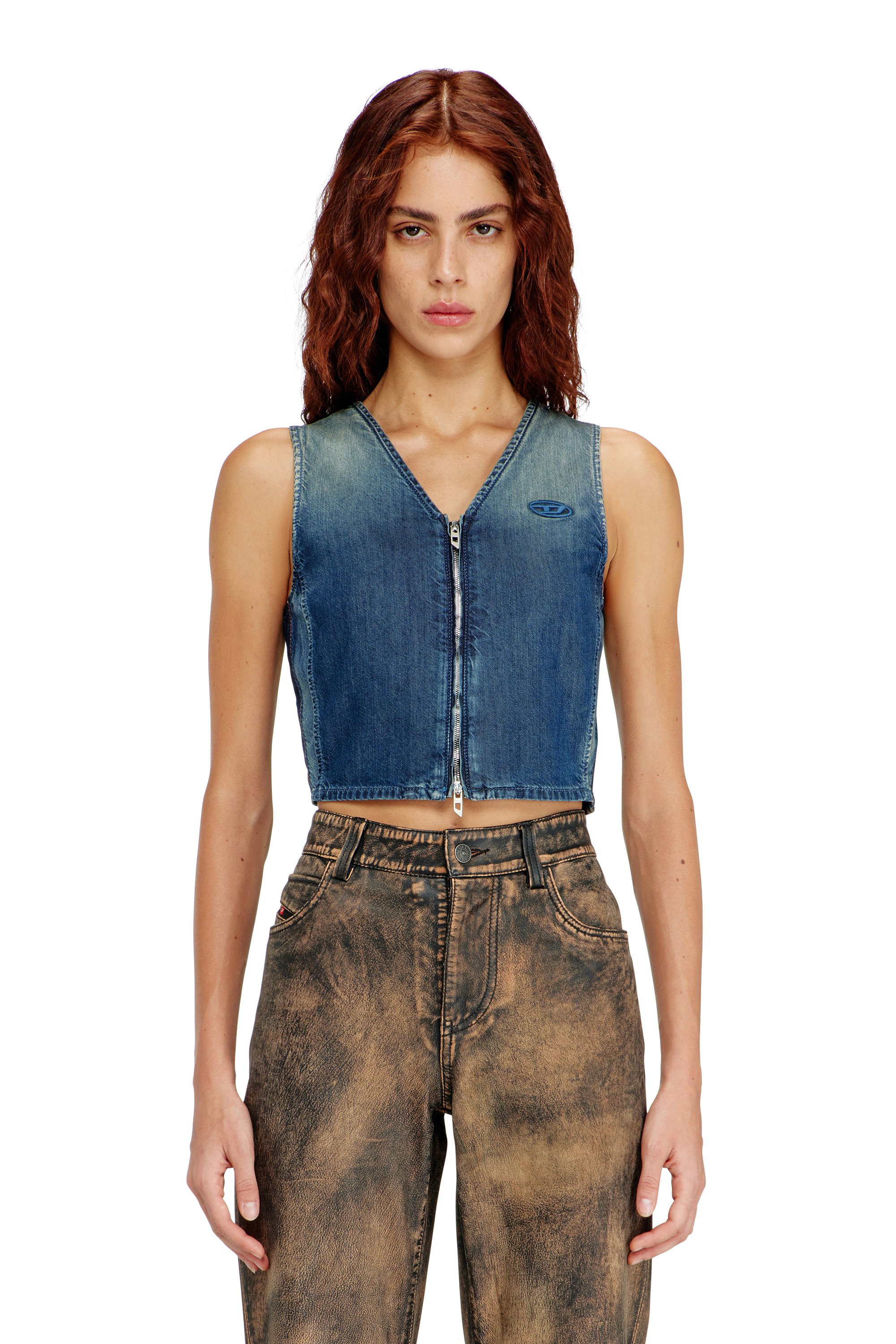 Diesel - DE-MEIO-S, Female's スリーブレストップ in ブルー - 1