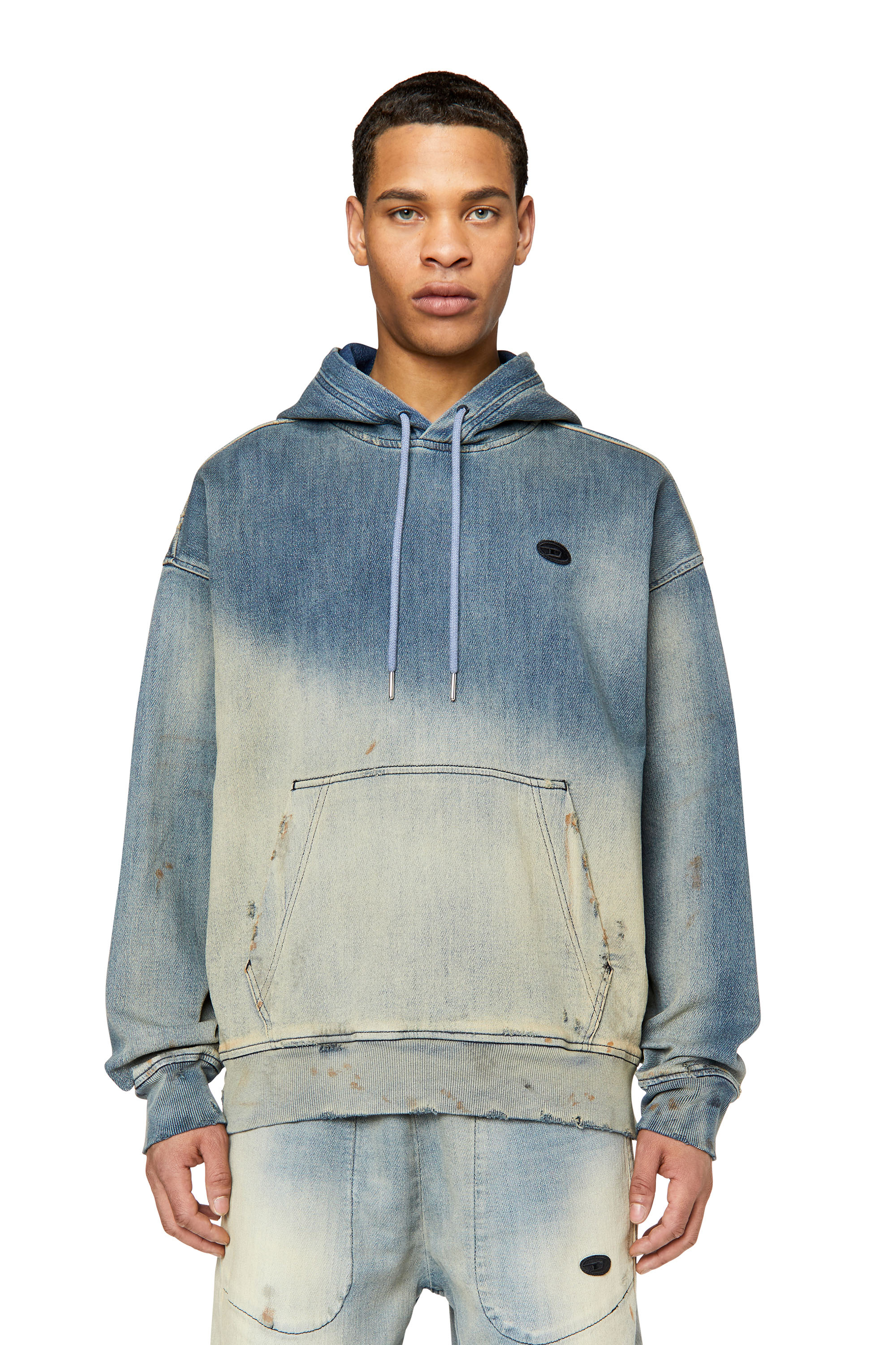 D-UM-RIB TRACK DENIM HOODIE スウェットパーカー｜メンズ｜DIESEL