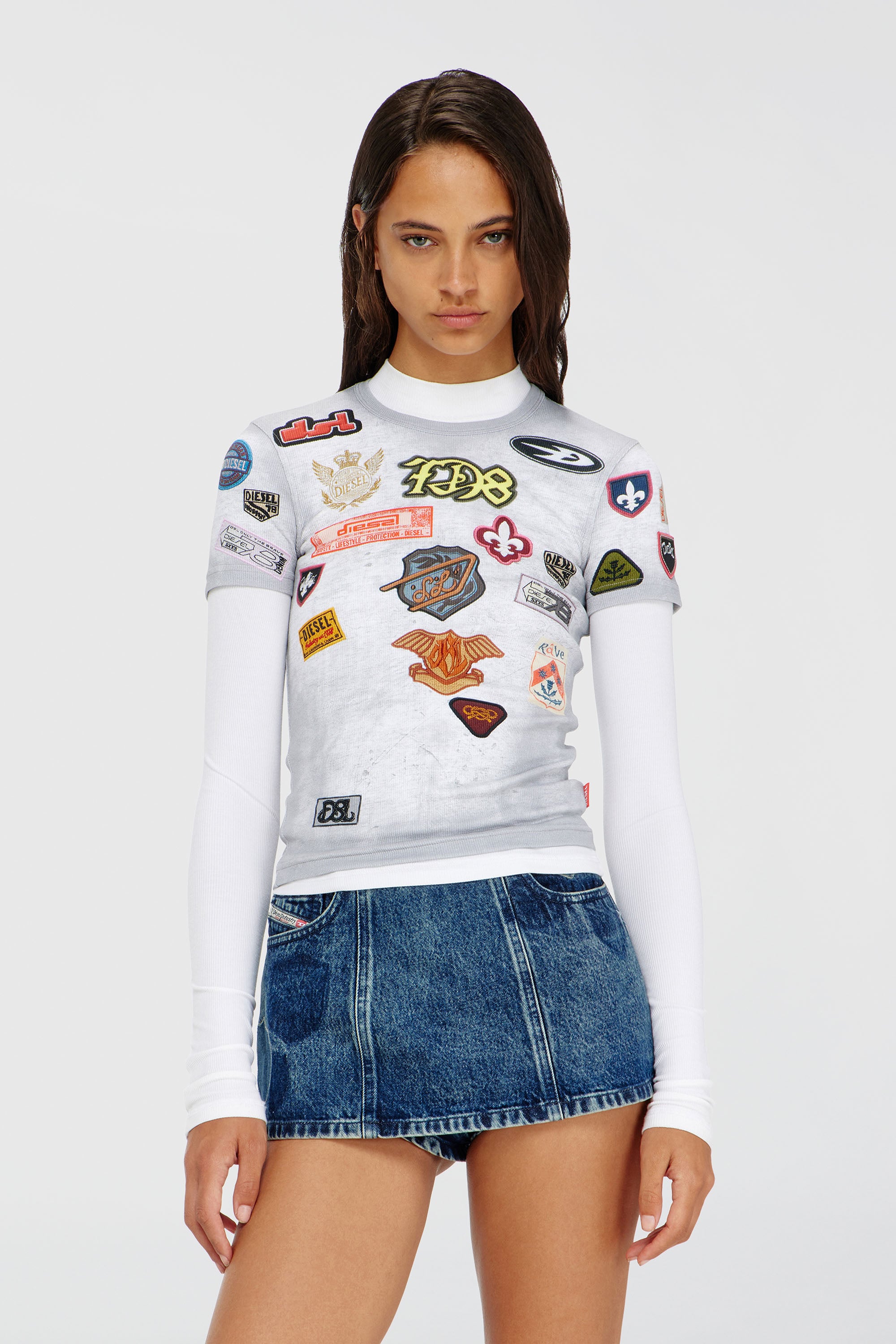 Diesel - T-ELE-LONG-AA2, Female's 半袖トップ in ホワイト - 1