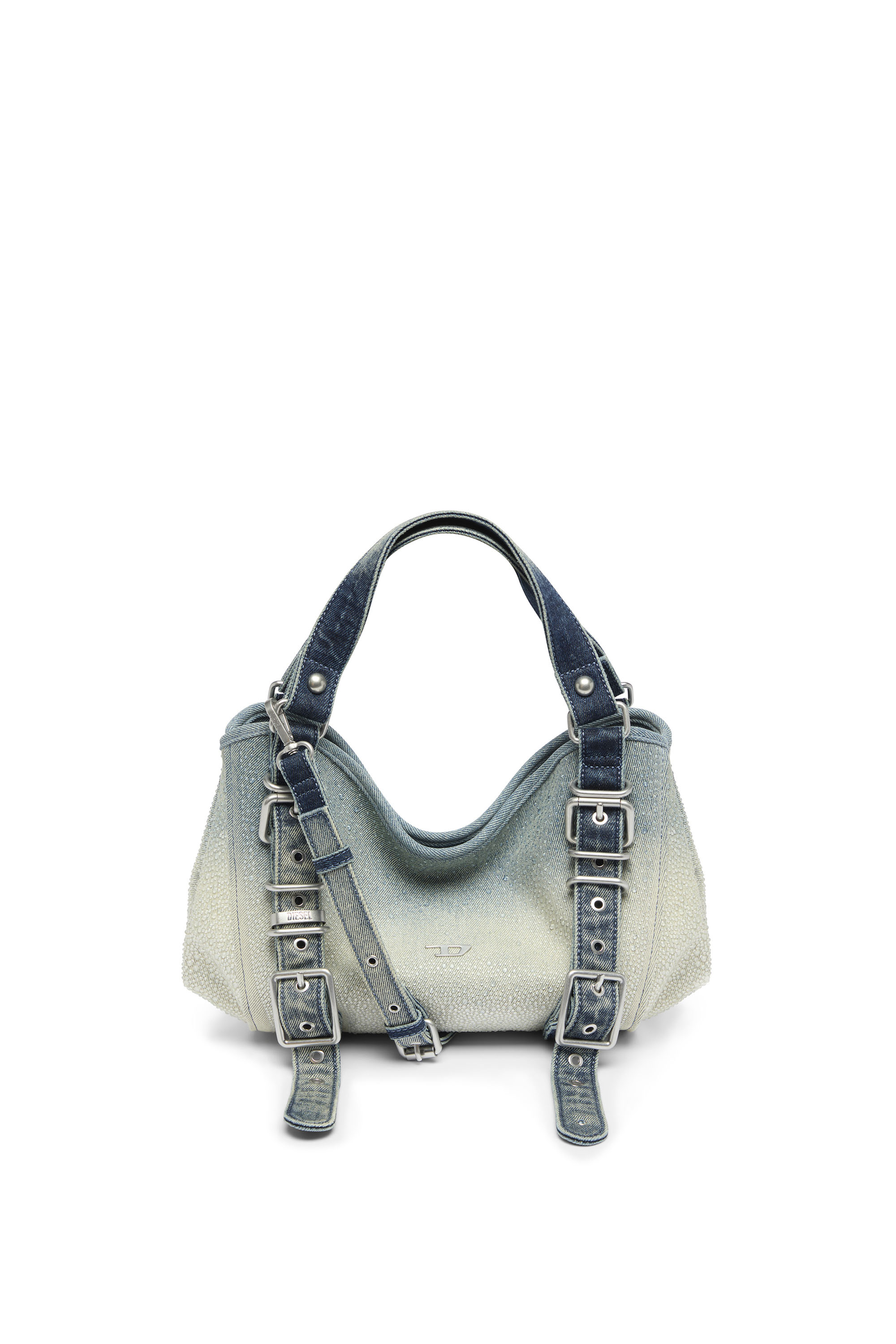 Diesel - D-ONE TOPHANDLE S, Female's D-One-Small top-handle bag in crystal solarised denim in ブルー - 2