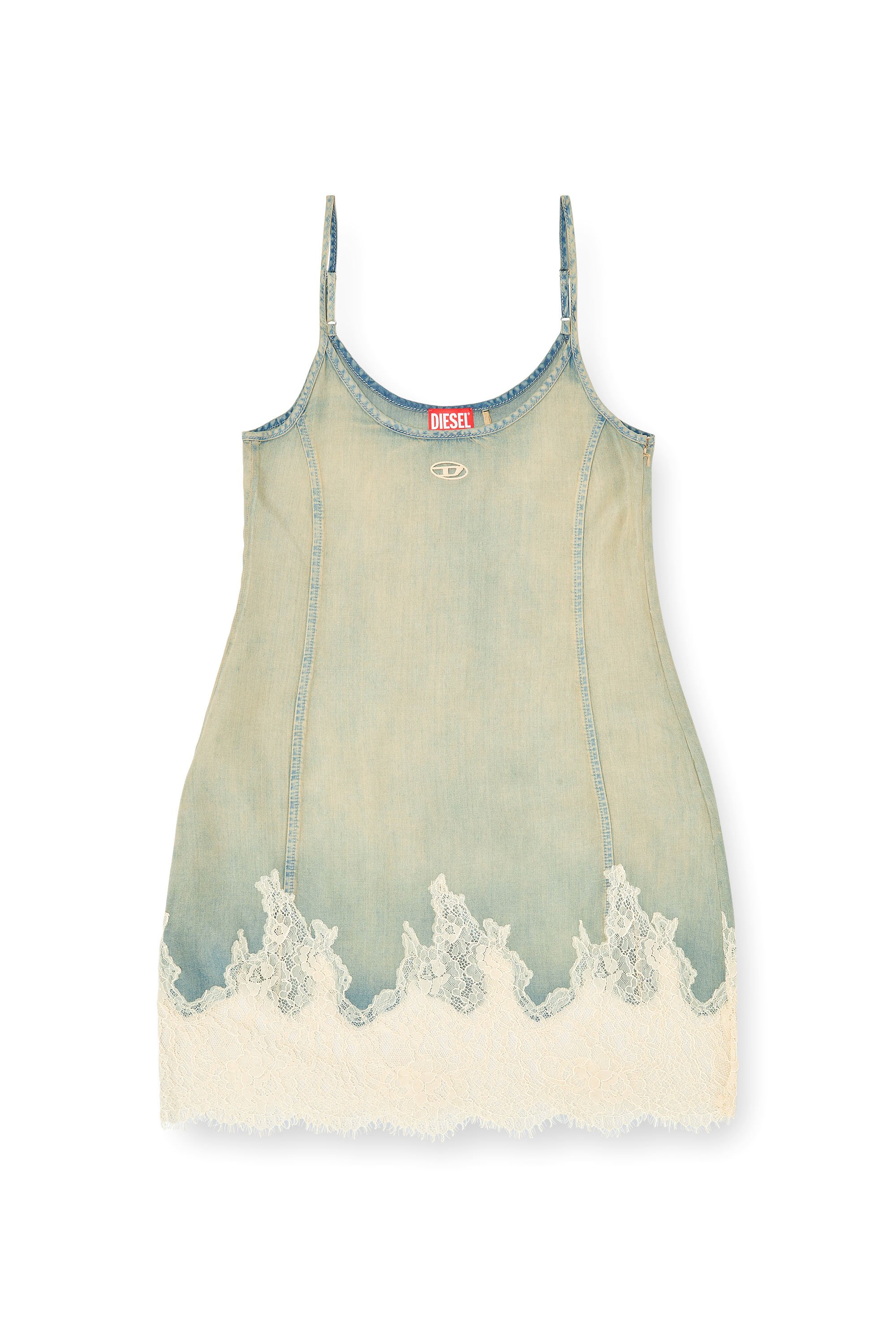 Diesel - DE-ODRY-S, Female's Mini dress in lace denim in ライトブルー - 3