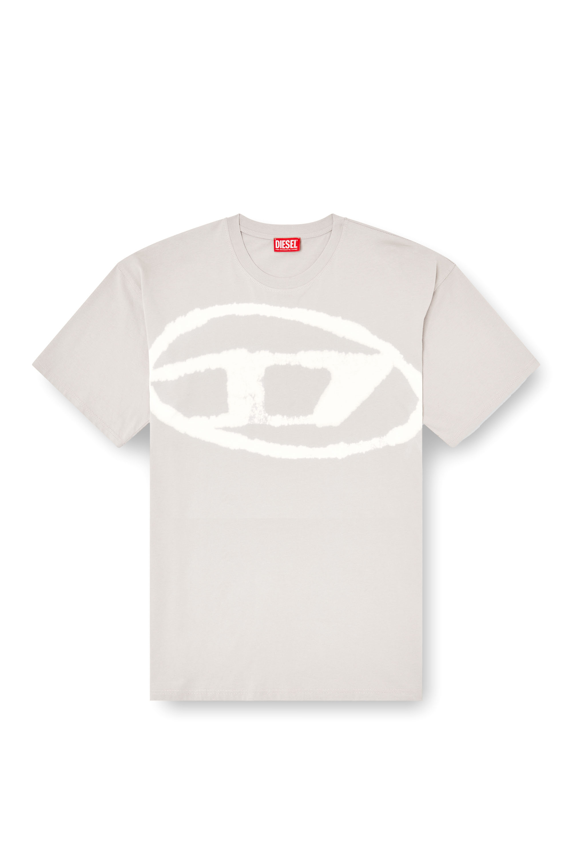 Diesel - T-BOXT-BLEACH, Male's T-shirt with bleached Oval D logo in グレー - 3