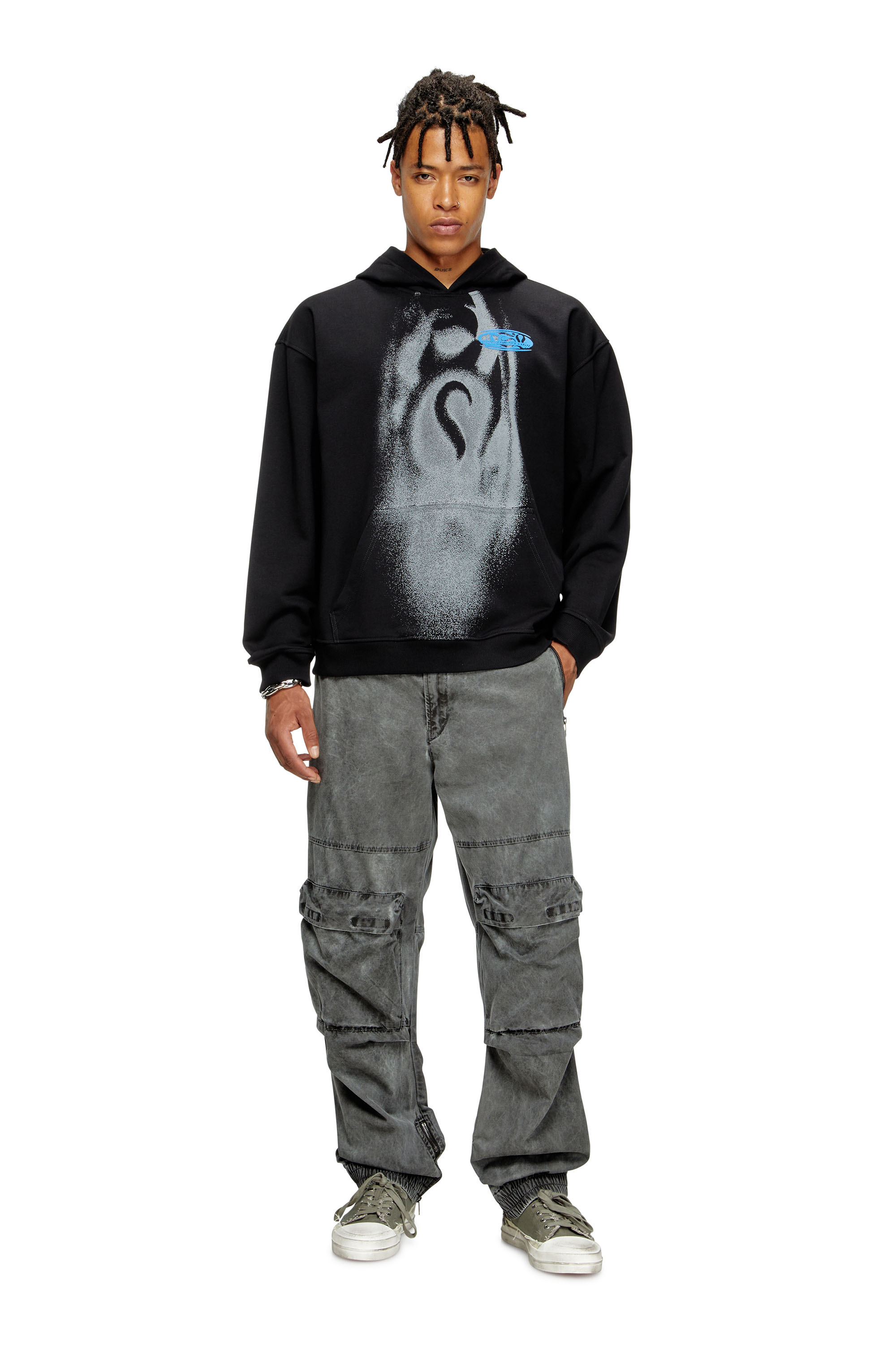 Diesel - S-BOXT-HOOD-T3, Male's Hoodie with spray-effect print in ブラック - 2