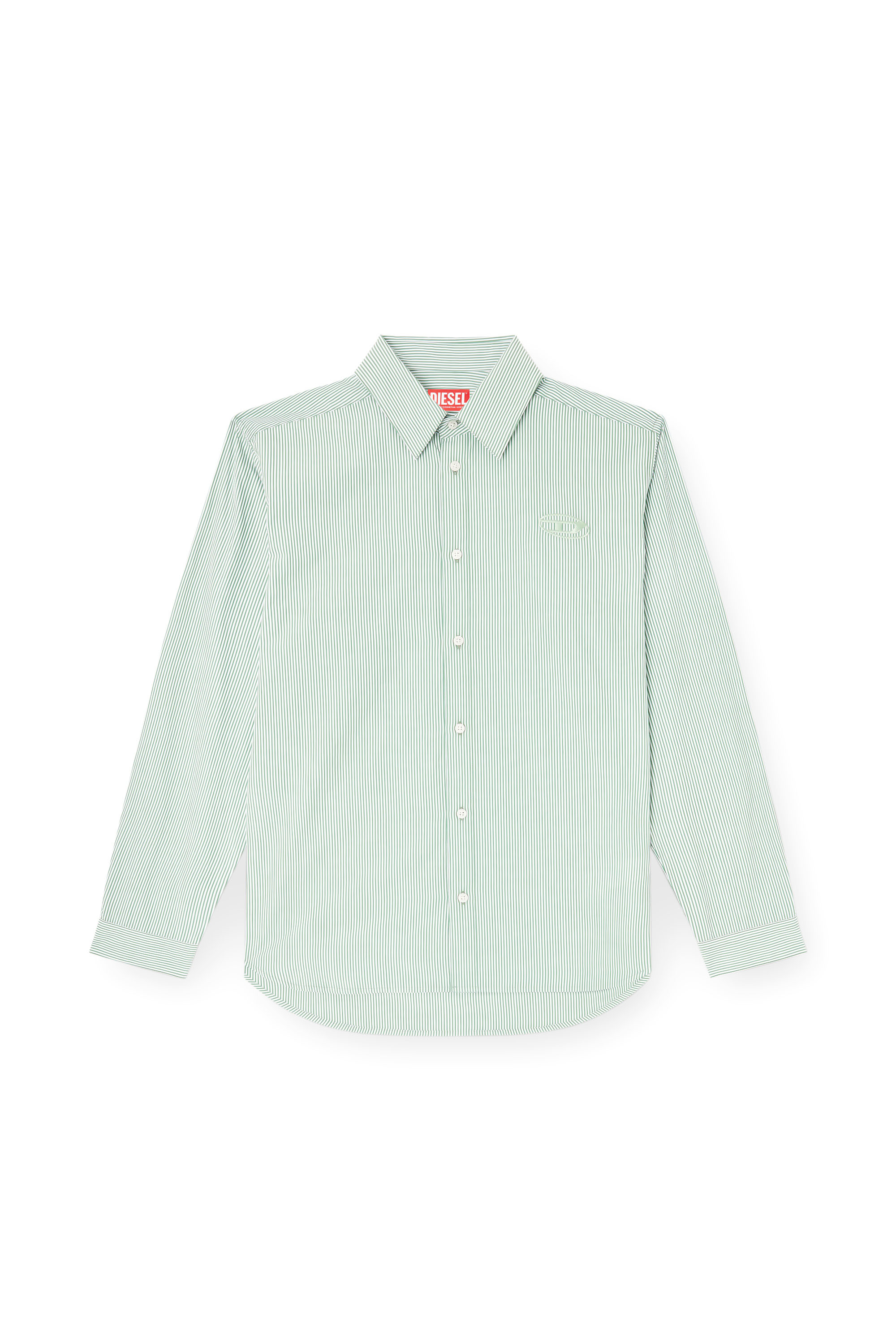 Diesel - S-SIMPLY-BKBZ, Male's シャツ in グリーン/ホワイト - 2