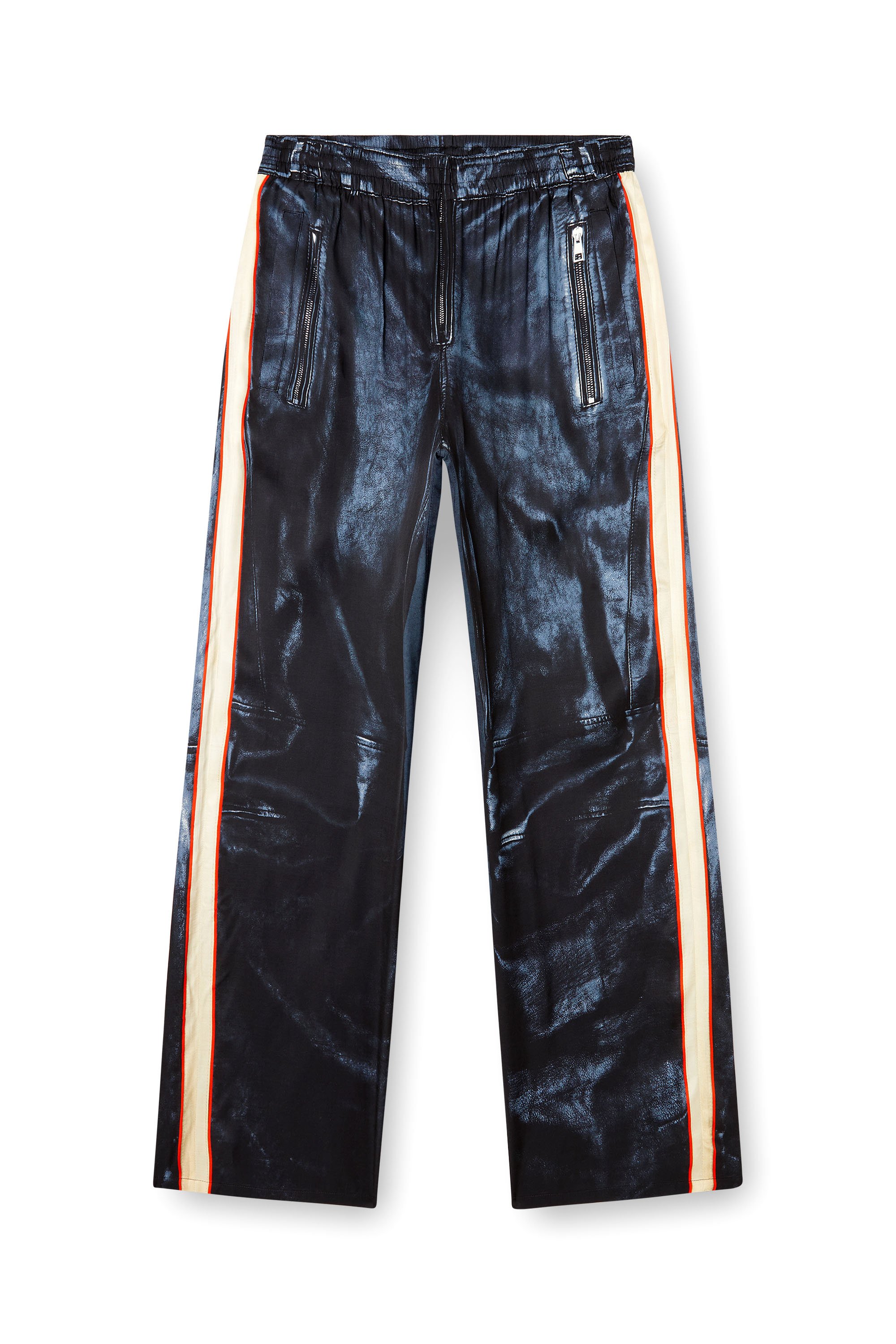 Diesel - P-THECKS-NMAN, Male's Viscose trousers with biker print in ブラック/ブルー - 3