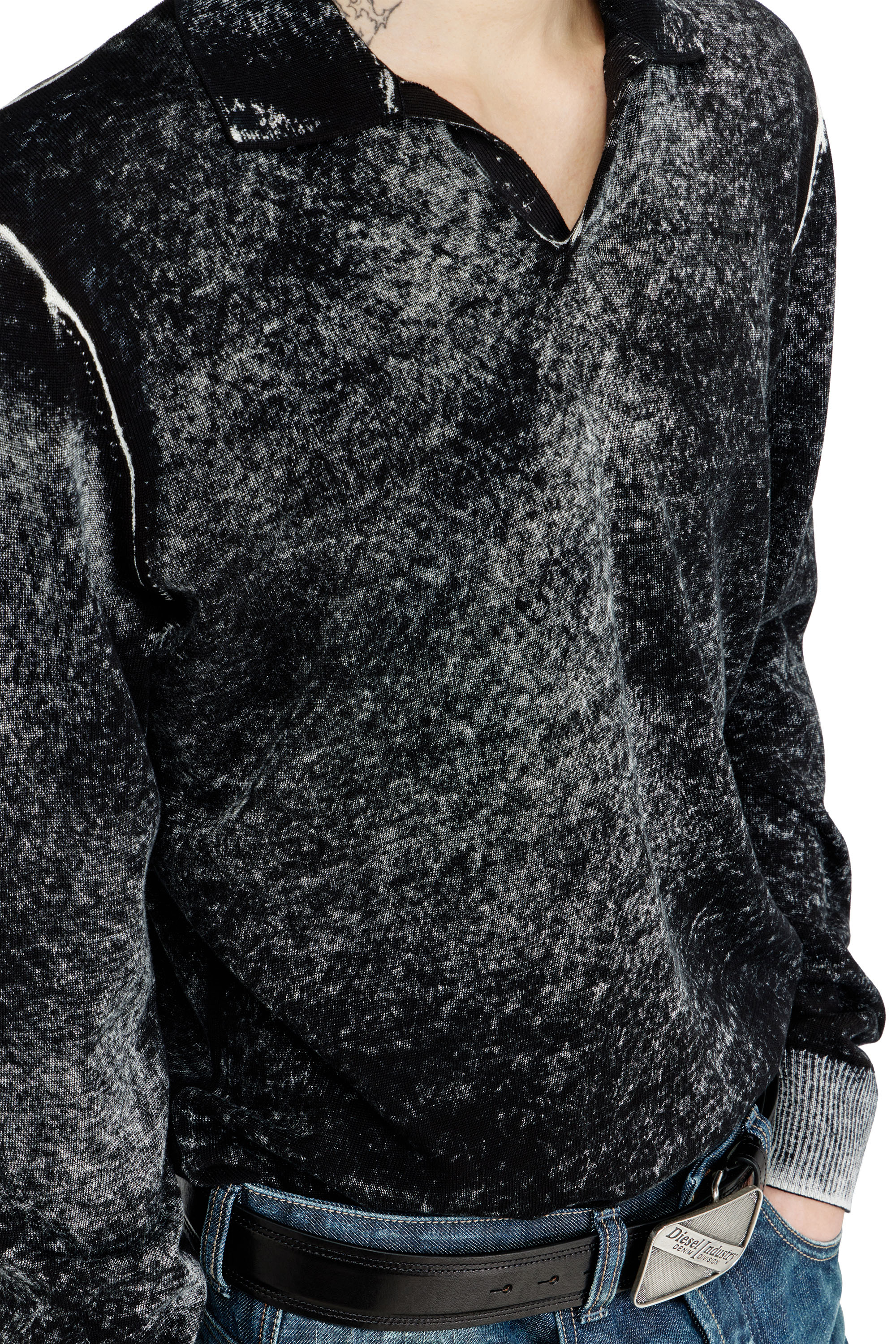 Diesel - K-LAWRENCE, Male's 長袖ポロニット in グレー/ブラック - 4