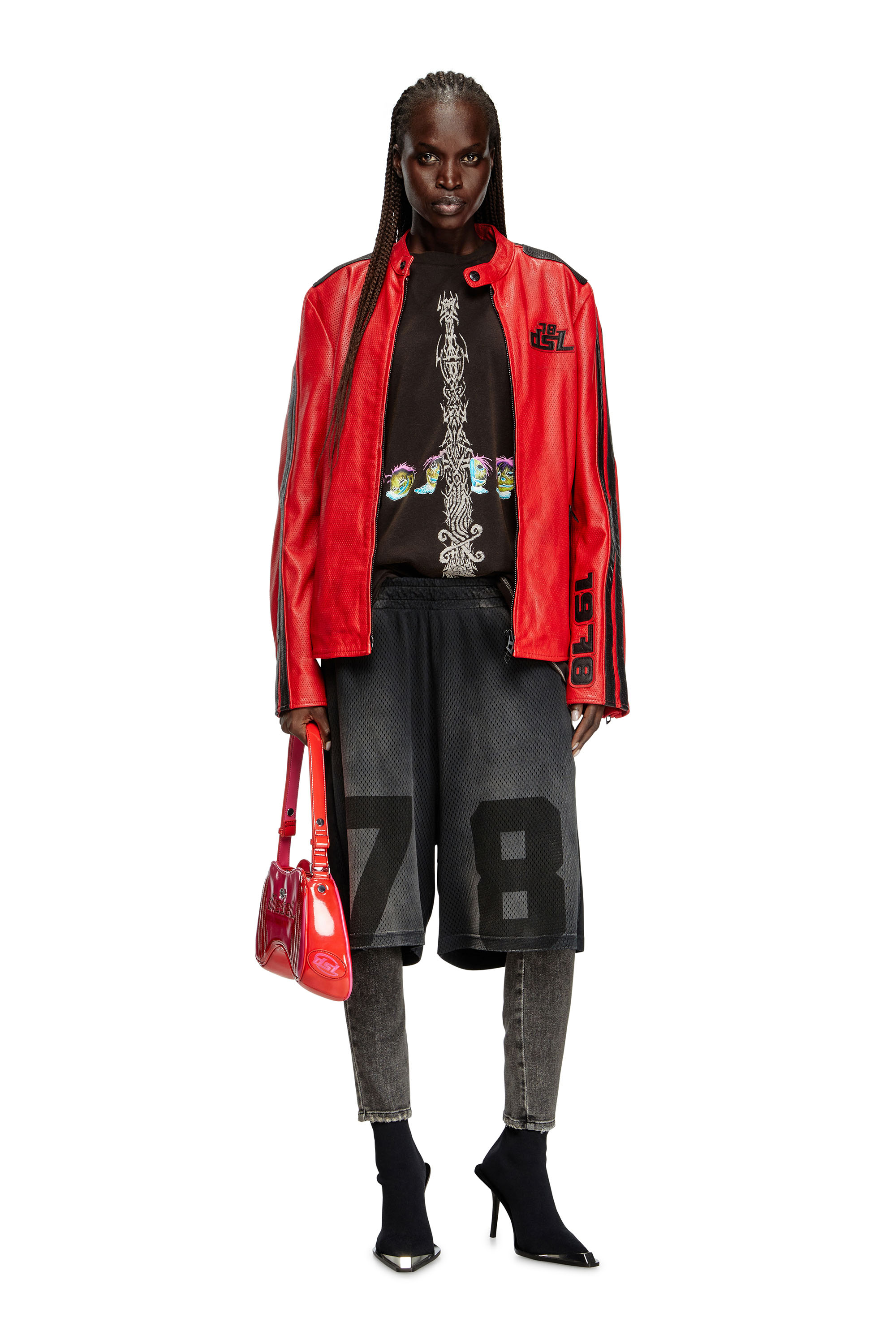 Diesel - L-POP, Unisex's バイカージャケット in レッド - 7