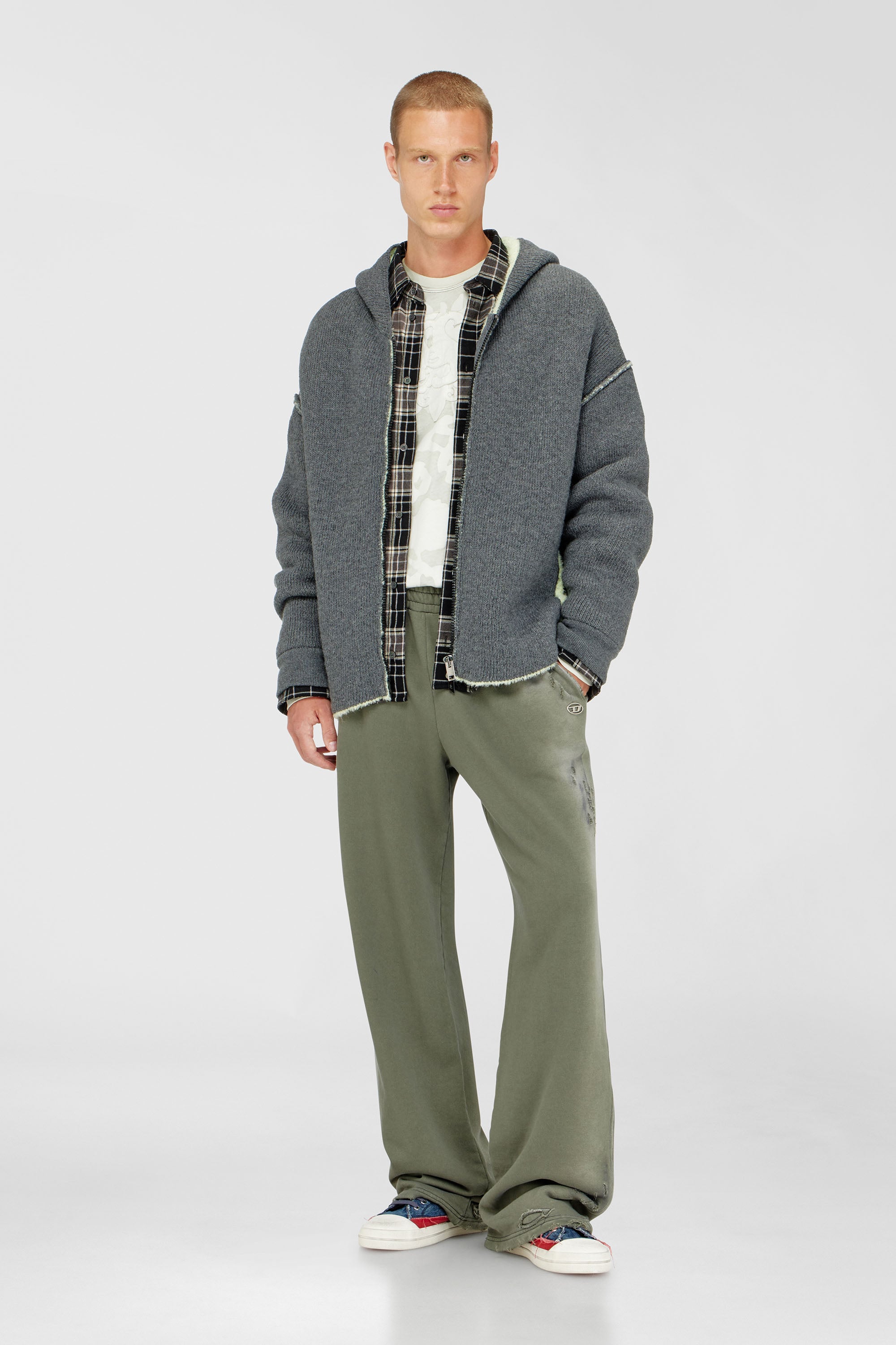 Diesel - K-BOUBBY, Male's ジップアップカーディガン in グレー - 2
