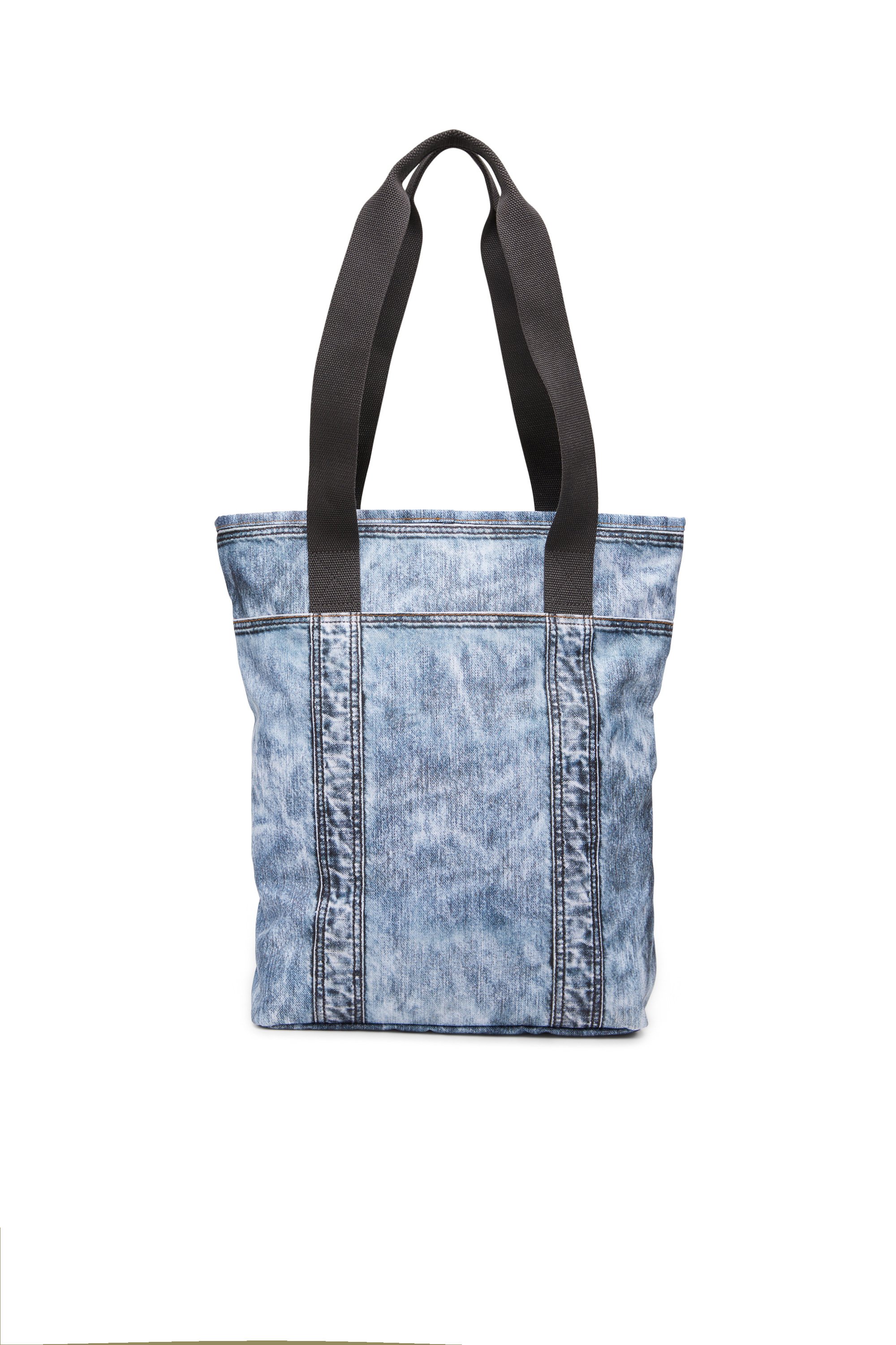 Diesel - DIESEL TOTE, Unisex's Tote bag in trompe l'oeil denim in ブルー - 3