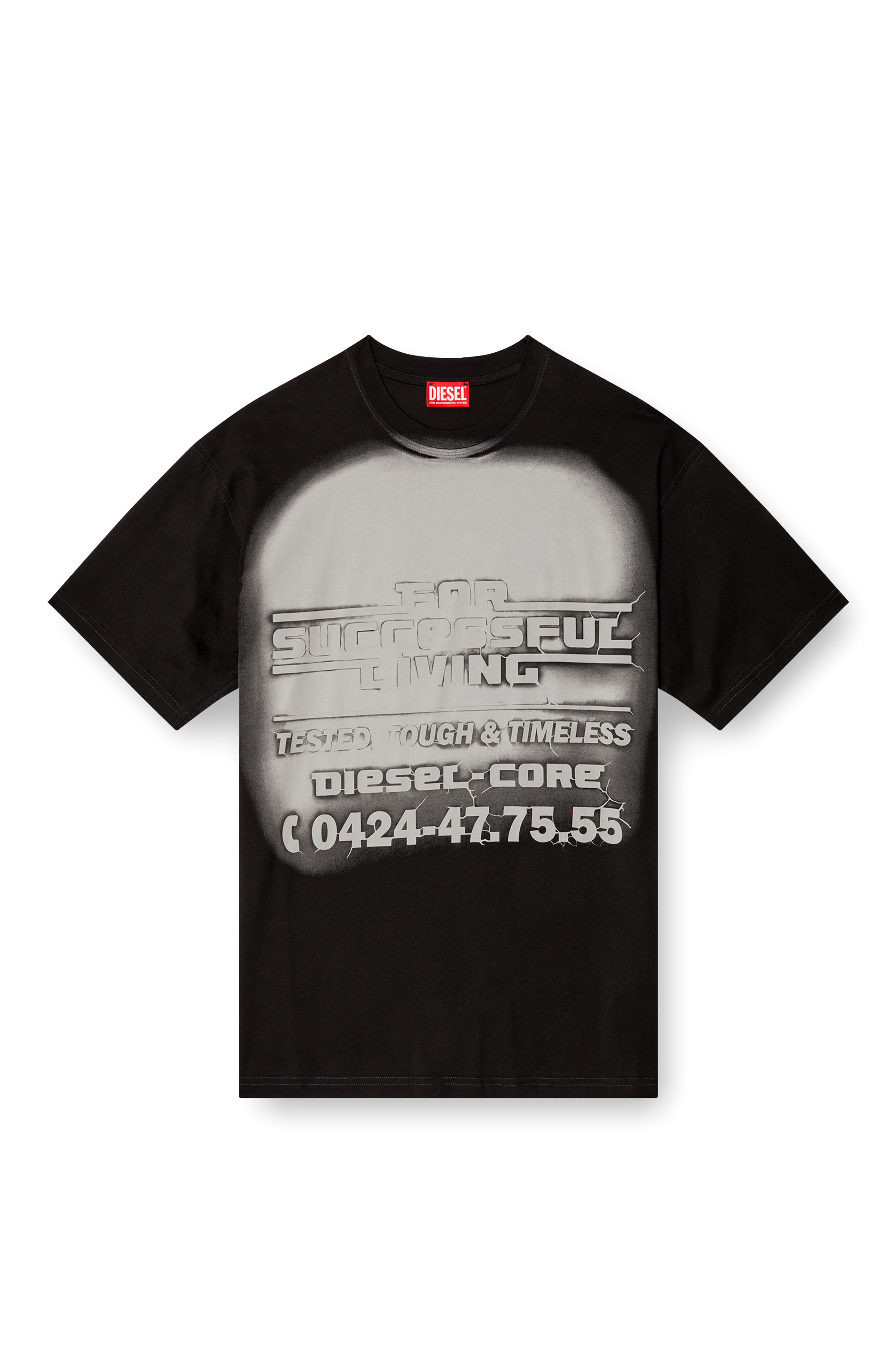 Diesel - T-BOXT-R15, Male's T-shirt with blowout logo graphic in ブラック - 3