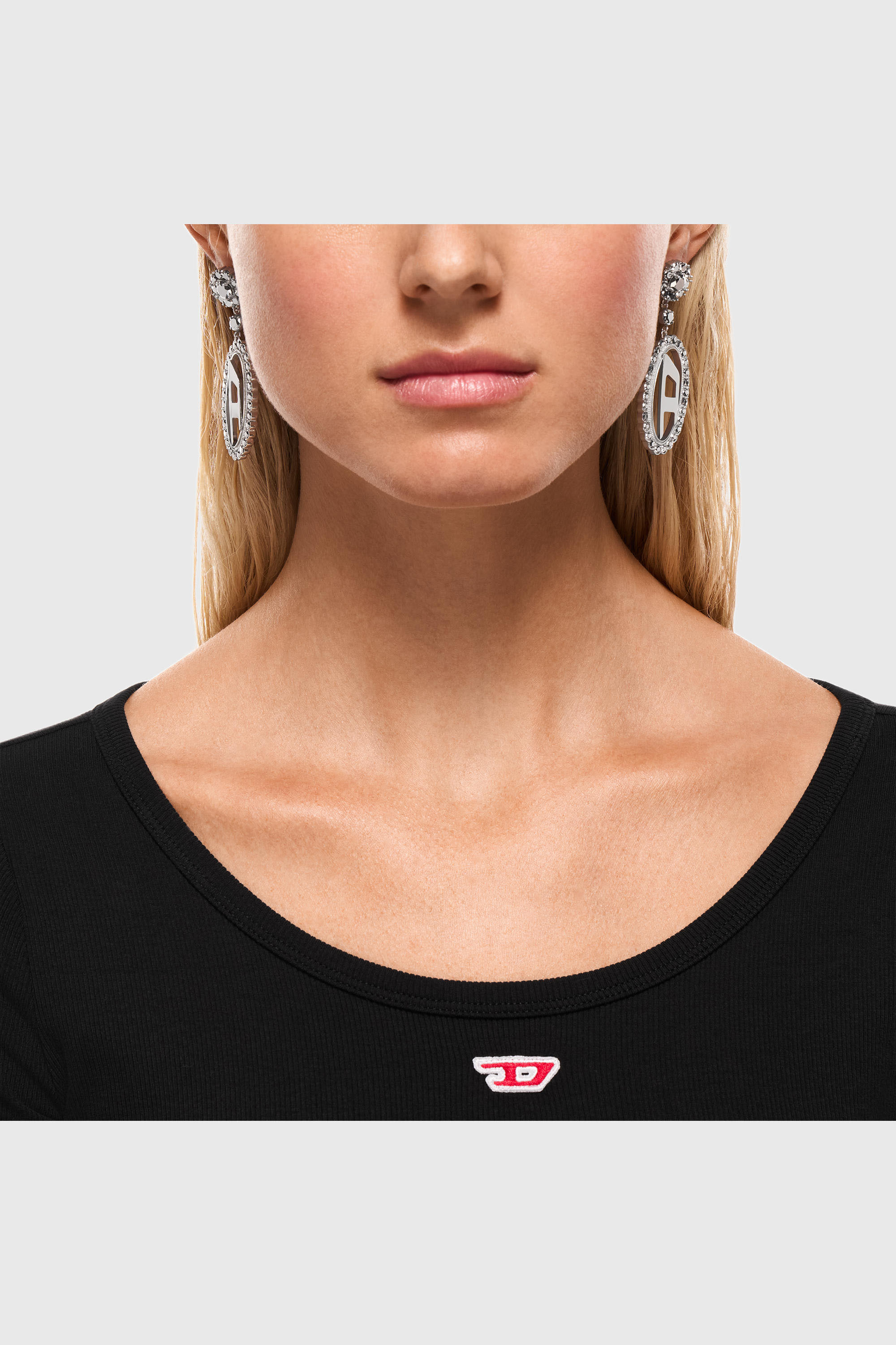 Diesel - DX1751040, Unisex's Stainless steel pave drop earrings in シルバー - 4