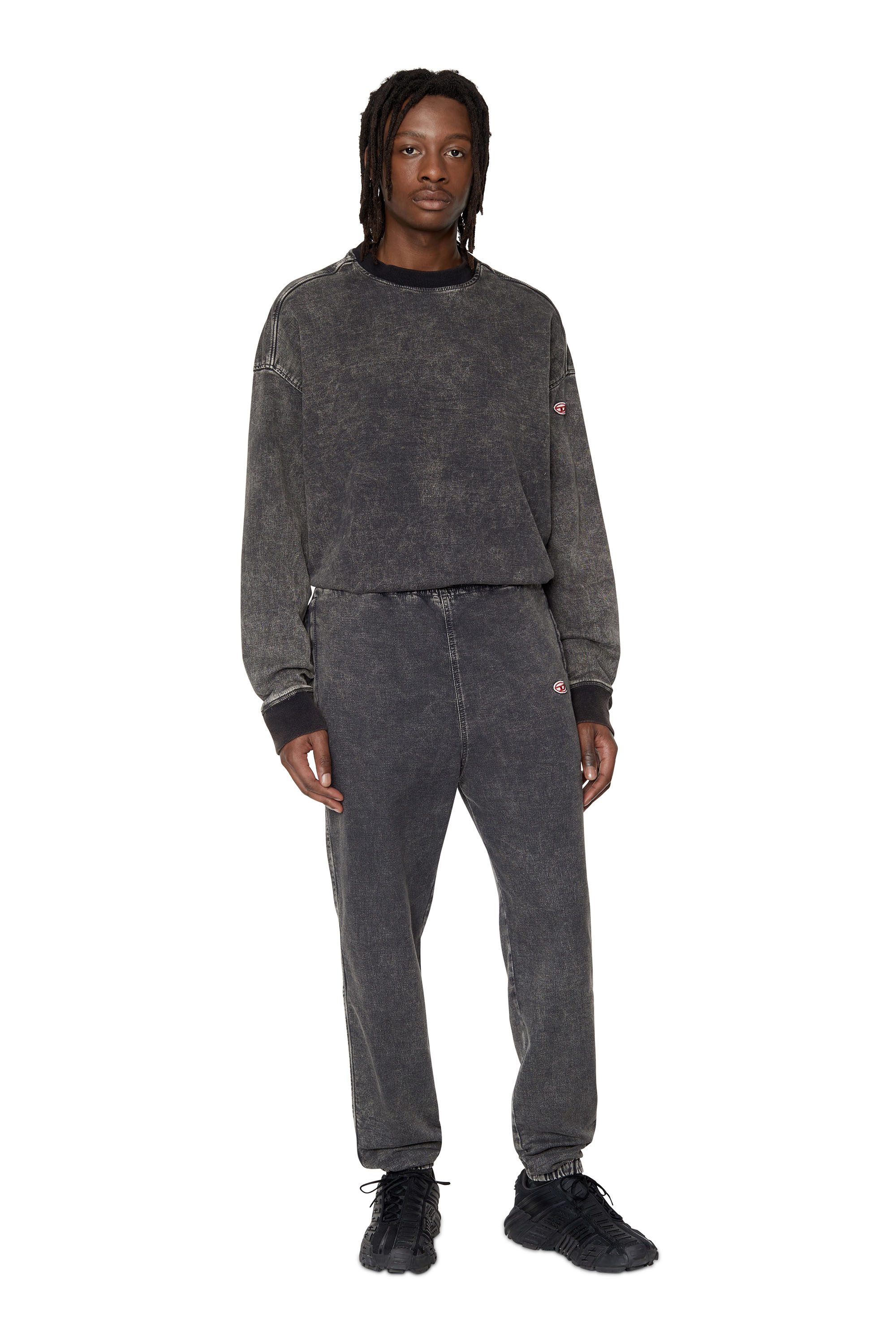Diesel - D-KRIB TRACK DENIM SWEATSHIRT, Male's スウェット トップス in ブラック/ダークグレー - 2