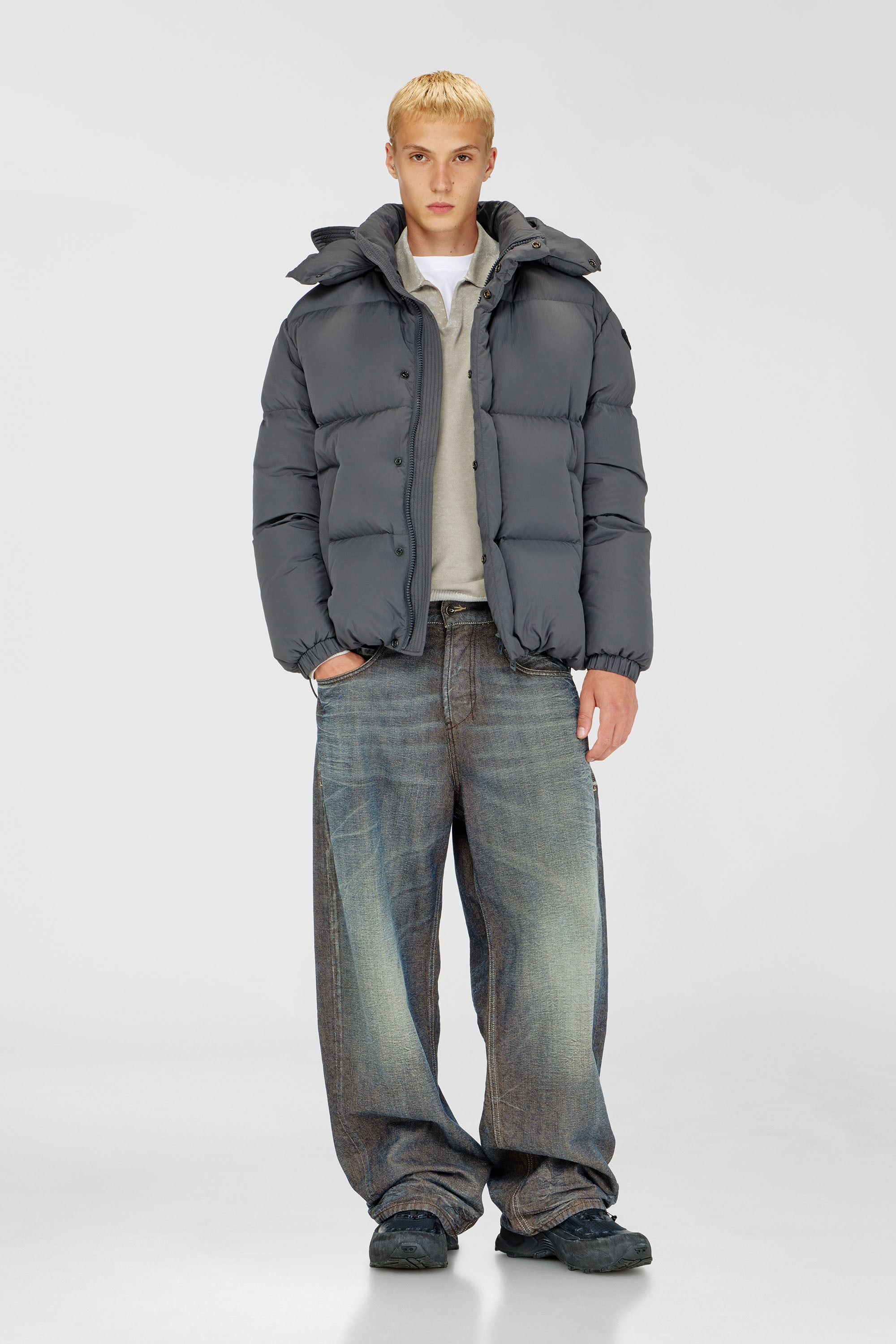 Diesel - W-ROLFYS-WRD, Male's ダウンジャケット in グレー - 1