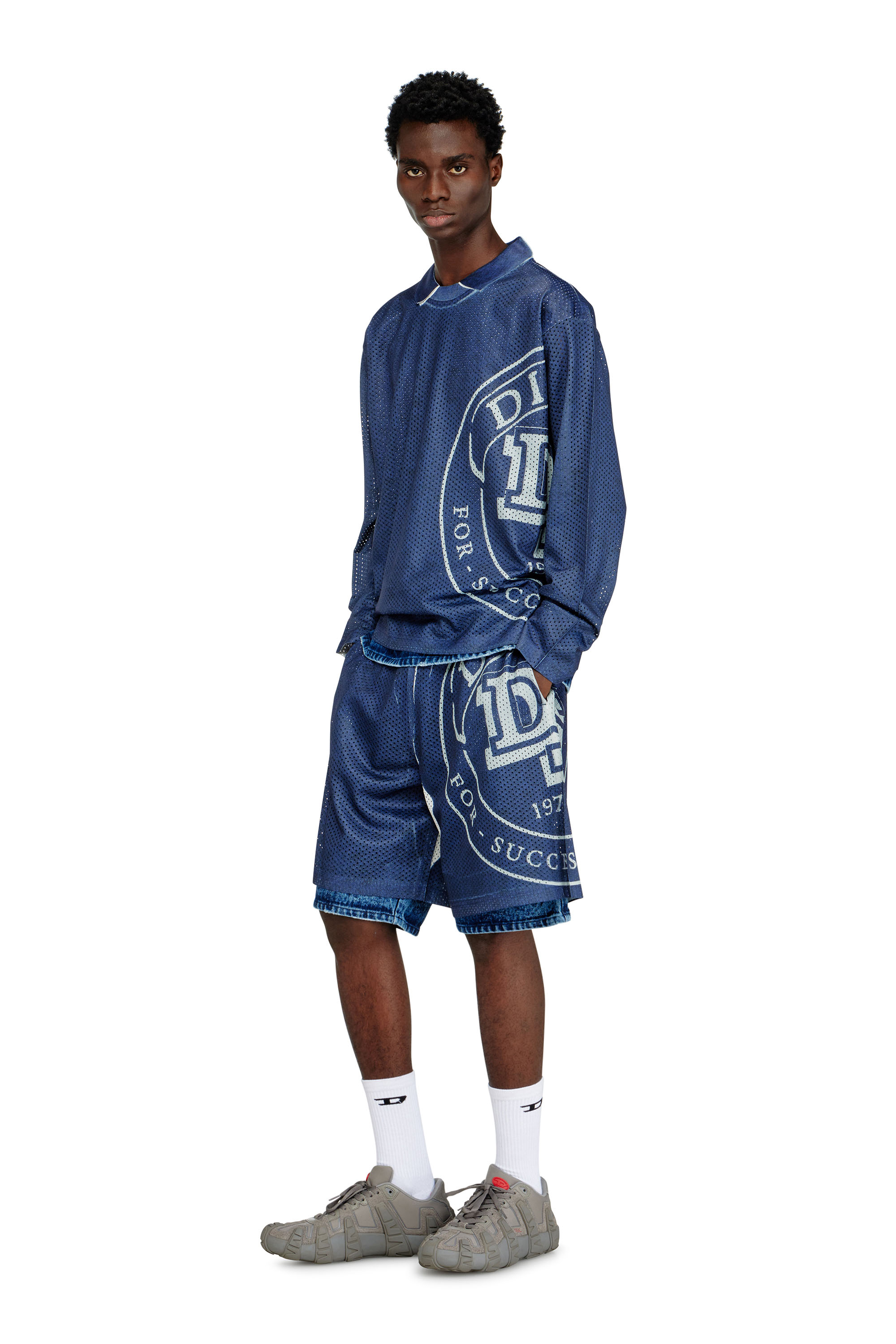 Diesel - P-OLLIE, Male's Basketball shorts with sublimation print in ブルー - 2