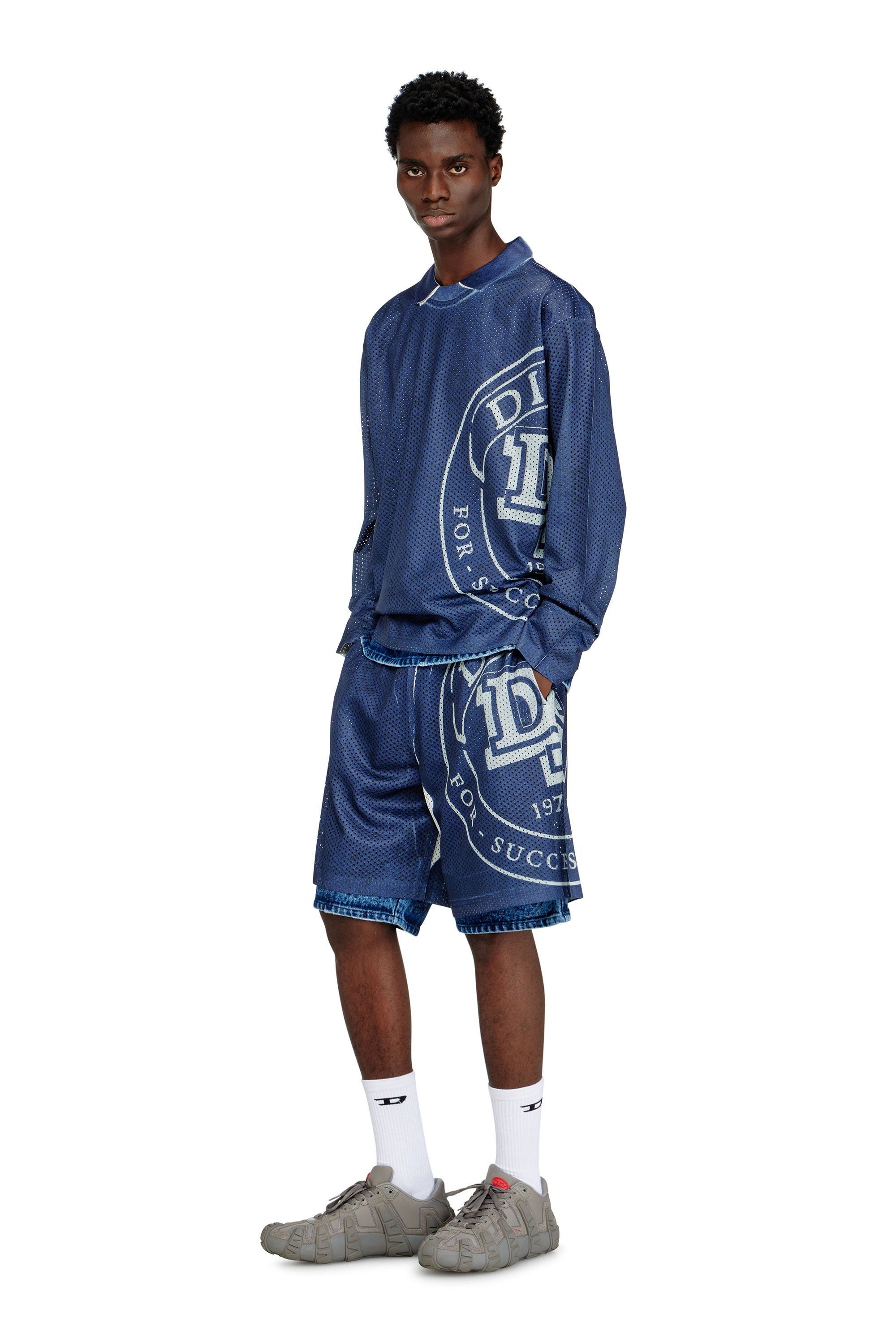Diesel - P-OLLIE, Male's Basketball shorts with sublimation print in ブルー - 1