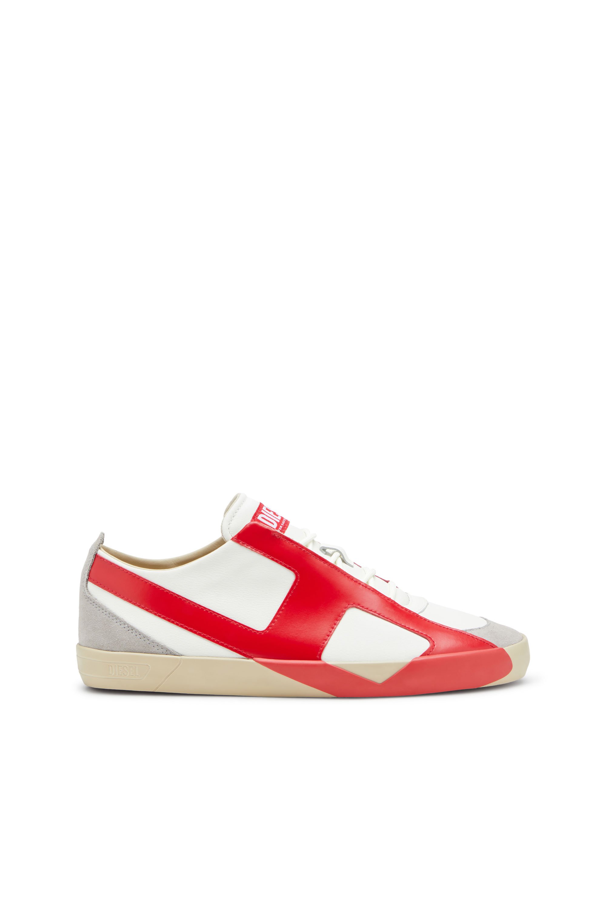 Diesel - S-SLANTE-D LOW, Male's S-Slante-D-Sneakers in suede and leather with D logo in ホワイト/レッド/ブルー - 1