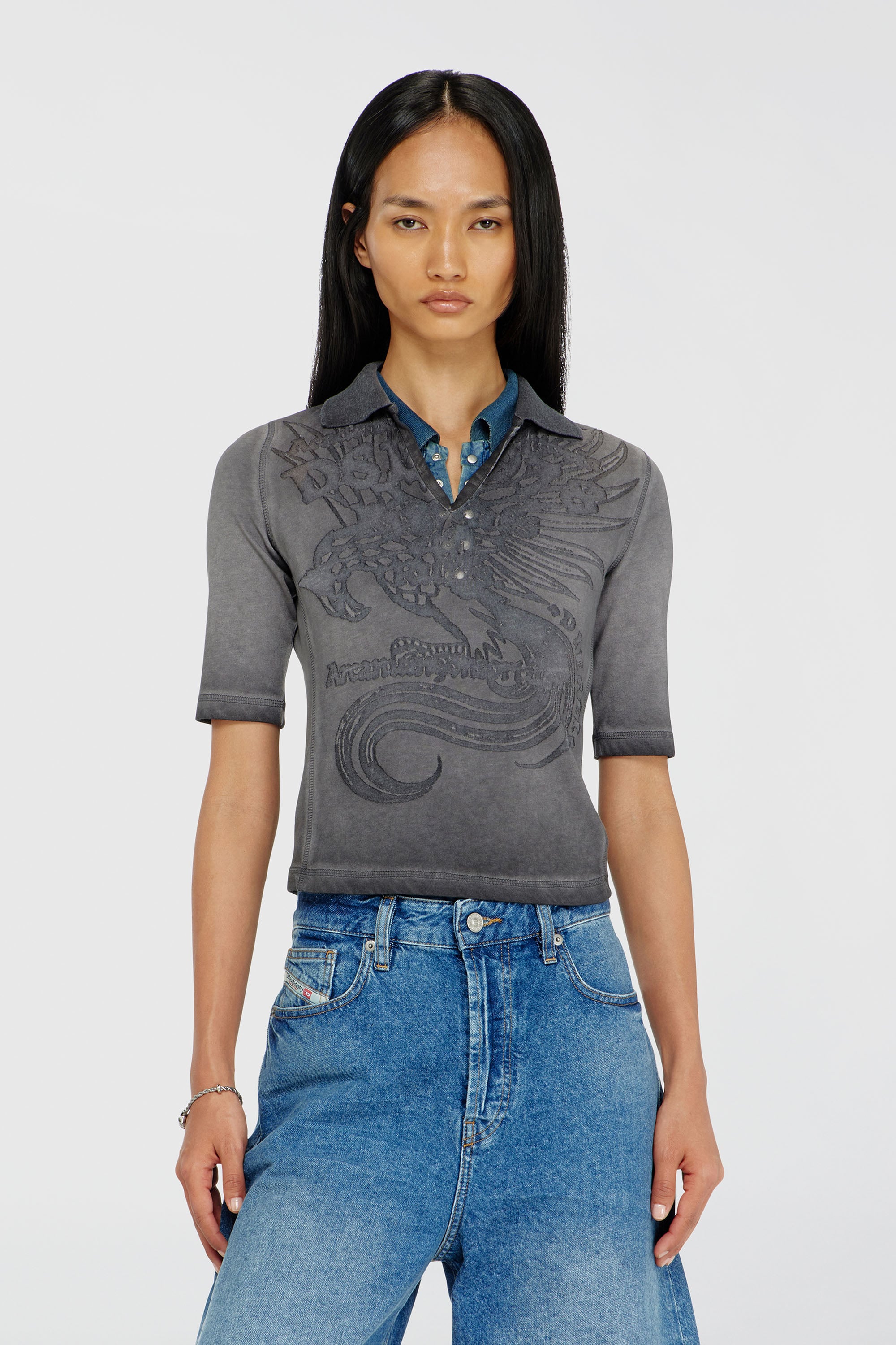 Diesel - T-BEA, Female's ポロシャツ in グレー - 1