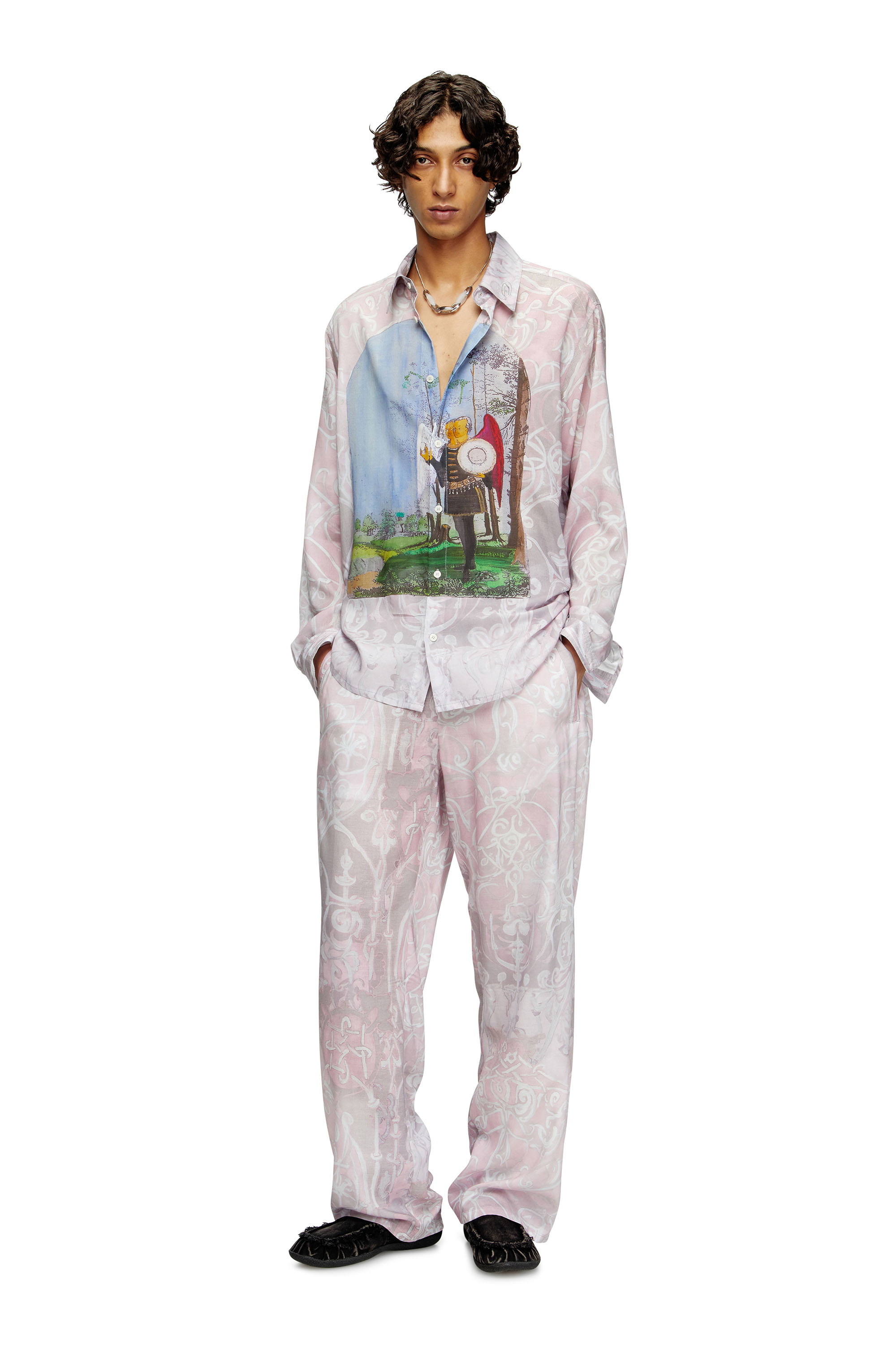 Diesel - S-SIMPLY-A-AJFW, Unisex's 長袖シャツ in ピンク / ホワイト - 1