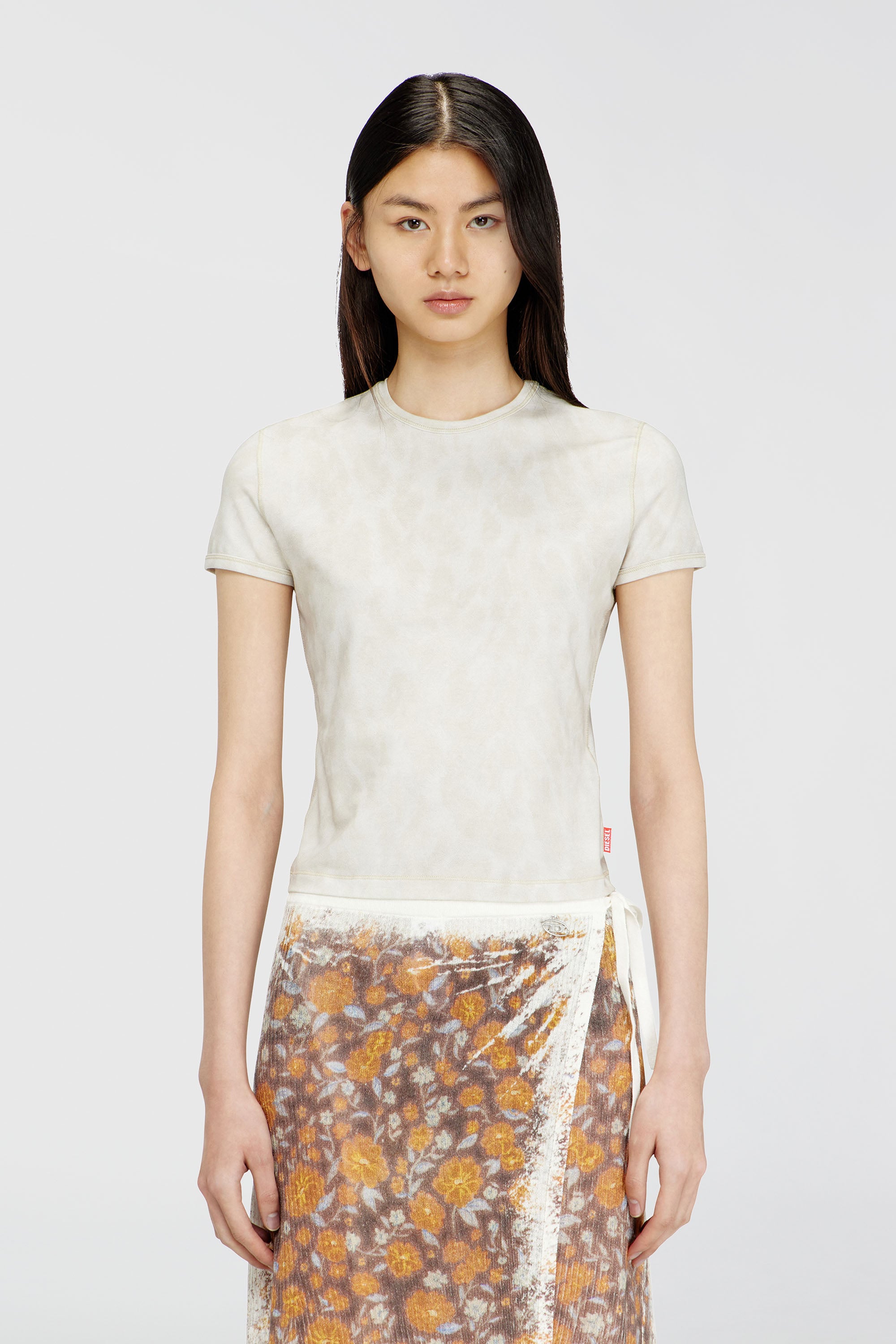 Diesel - T-ANIMA, Female's Animal-print T-shirt in stretch jersey in グレー - 1