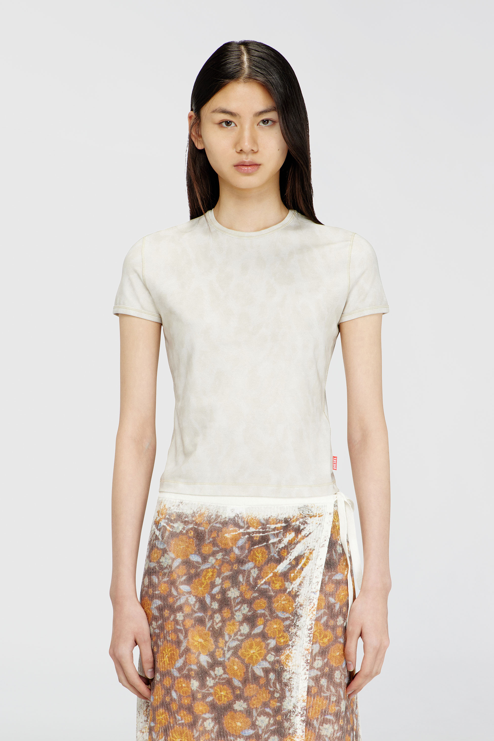 Diesel - T-ANIMA, Female's Animal-print T-shirt in stretch jersey in グレー - 3