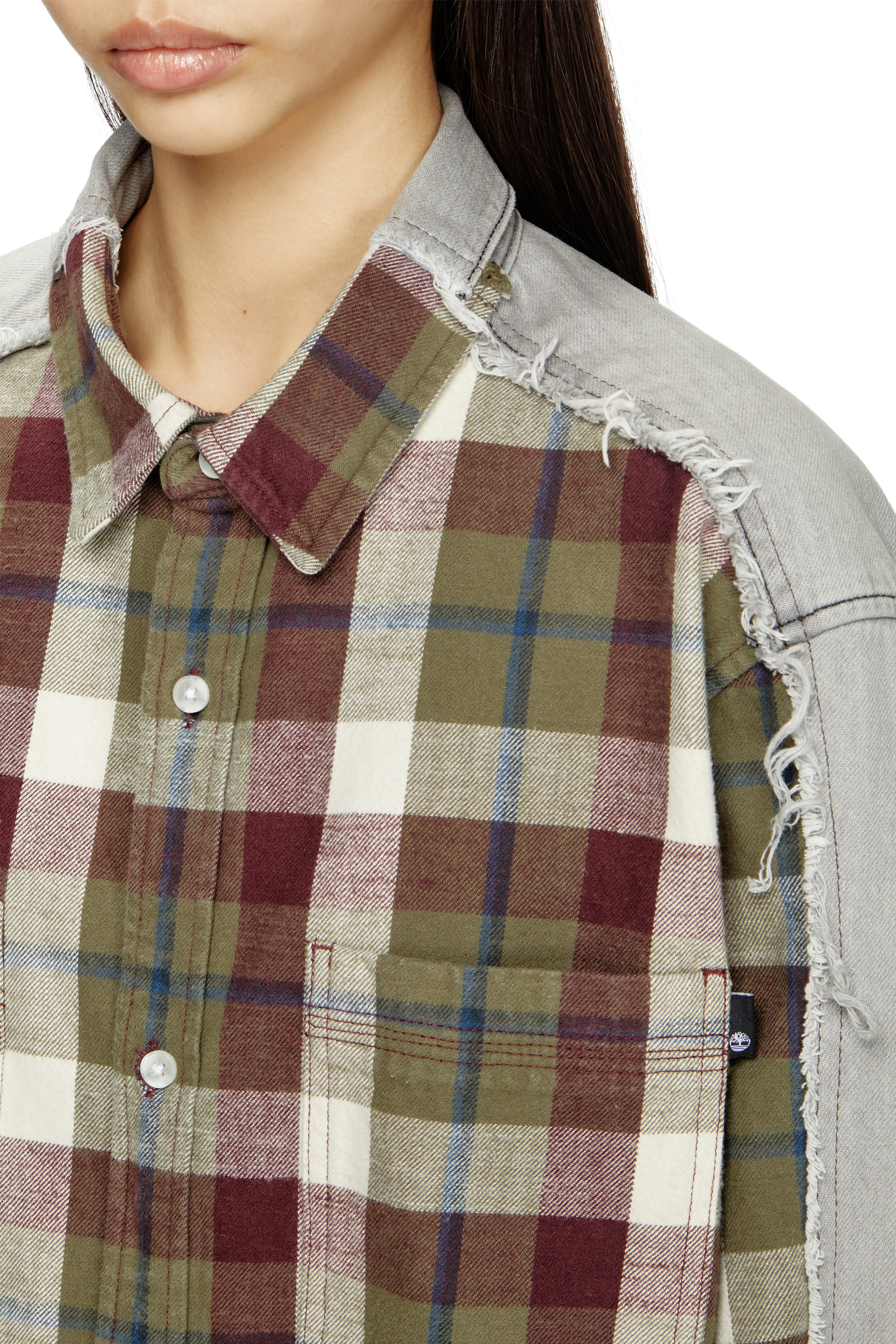 Diesel - Shirt Diseloves 8B, Unisex's Check and bleach-effect denim shirt in レッド/グレー - 6