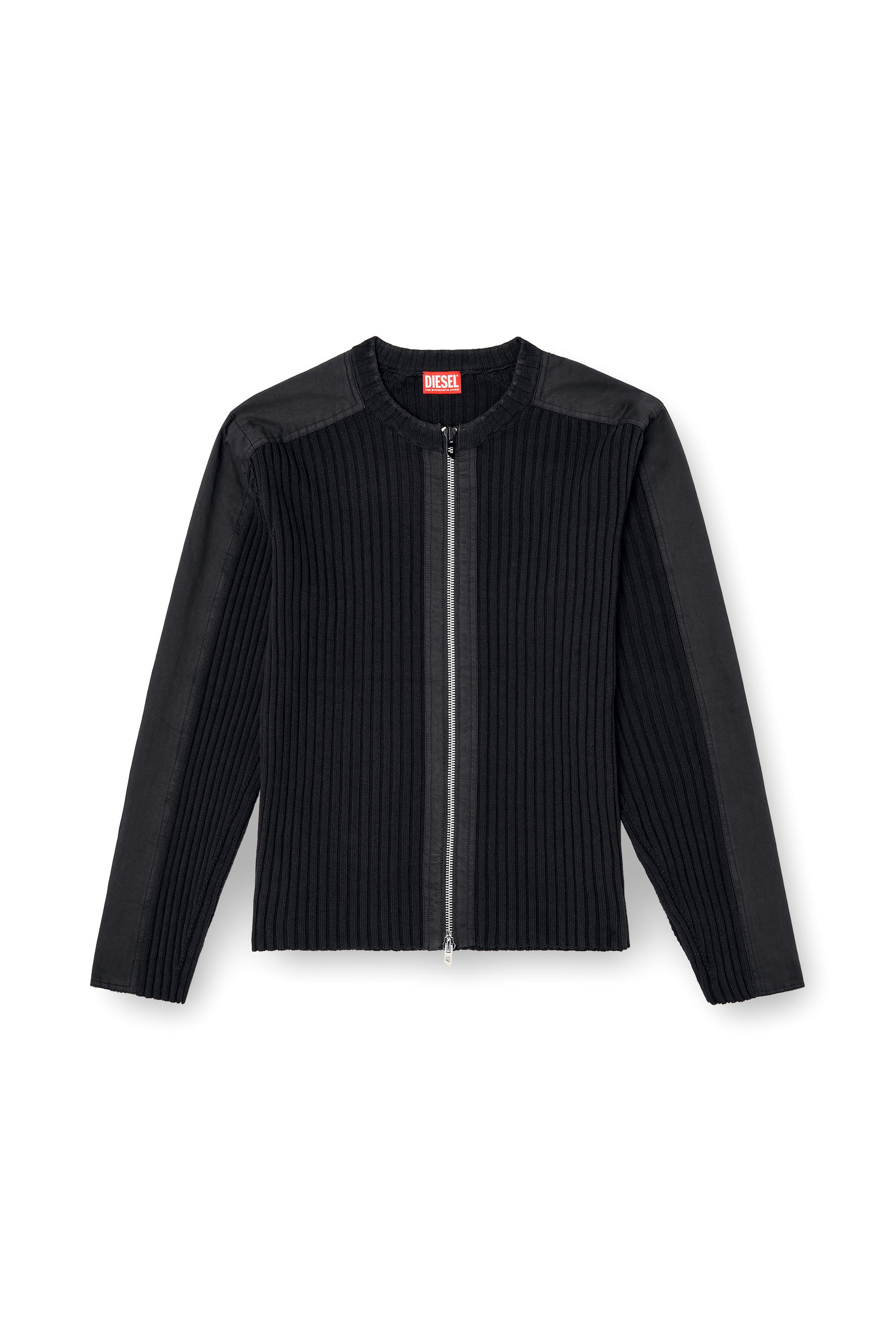 Diesel - K-MATTY, Male's Zipped cardigan with utilitarian panels in ブラック - 3