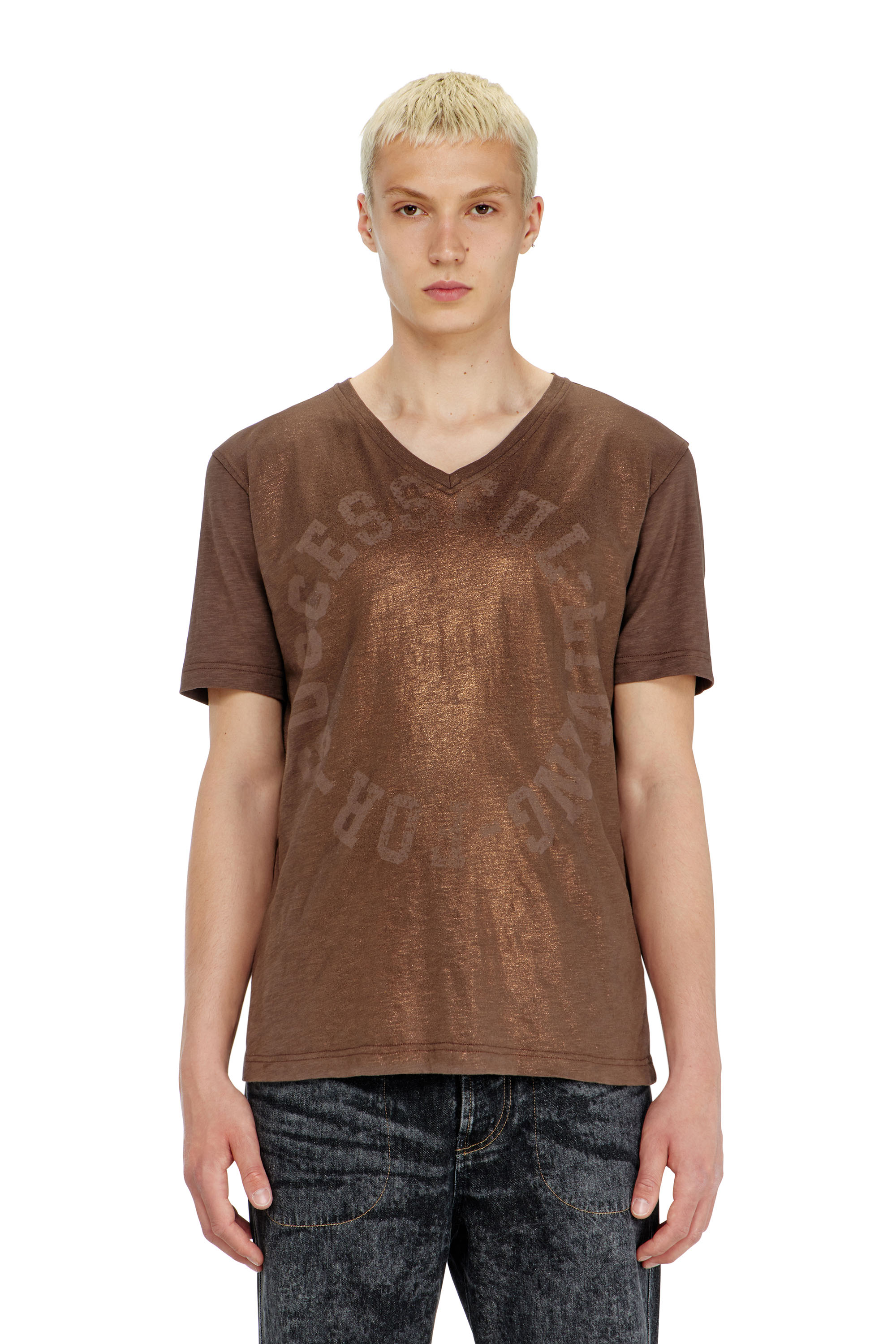 Diesel - T-ANSY-V, Male's Tシャツ in ブラウン - 1