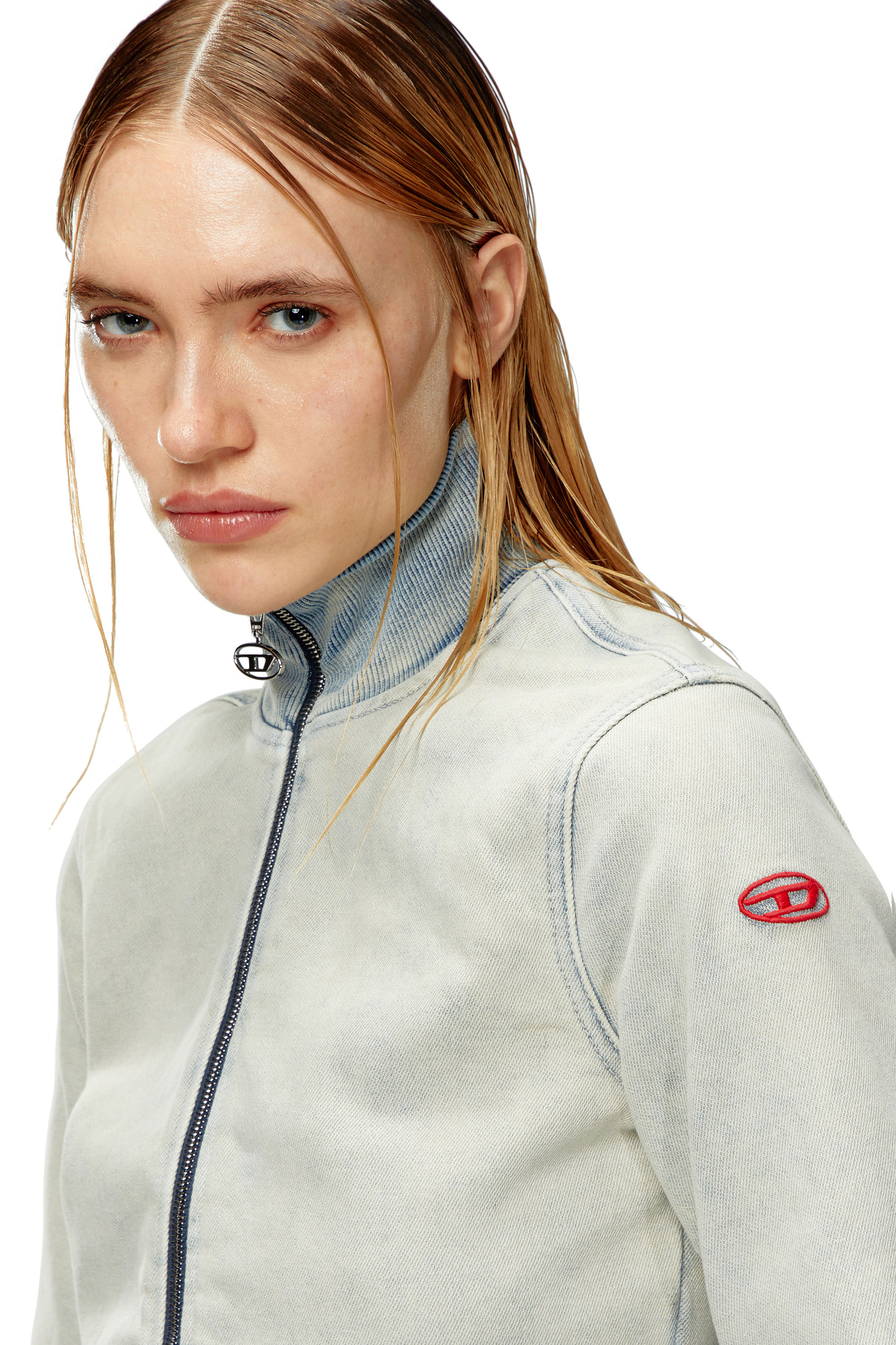Diesel - D-EMY TRACK, Female's Zip-up sweatshirt in Track Denim in ライトブルー - 5
