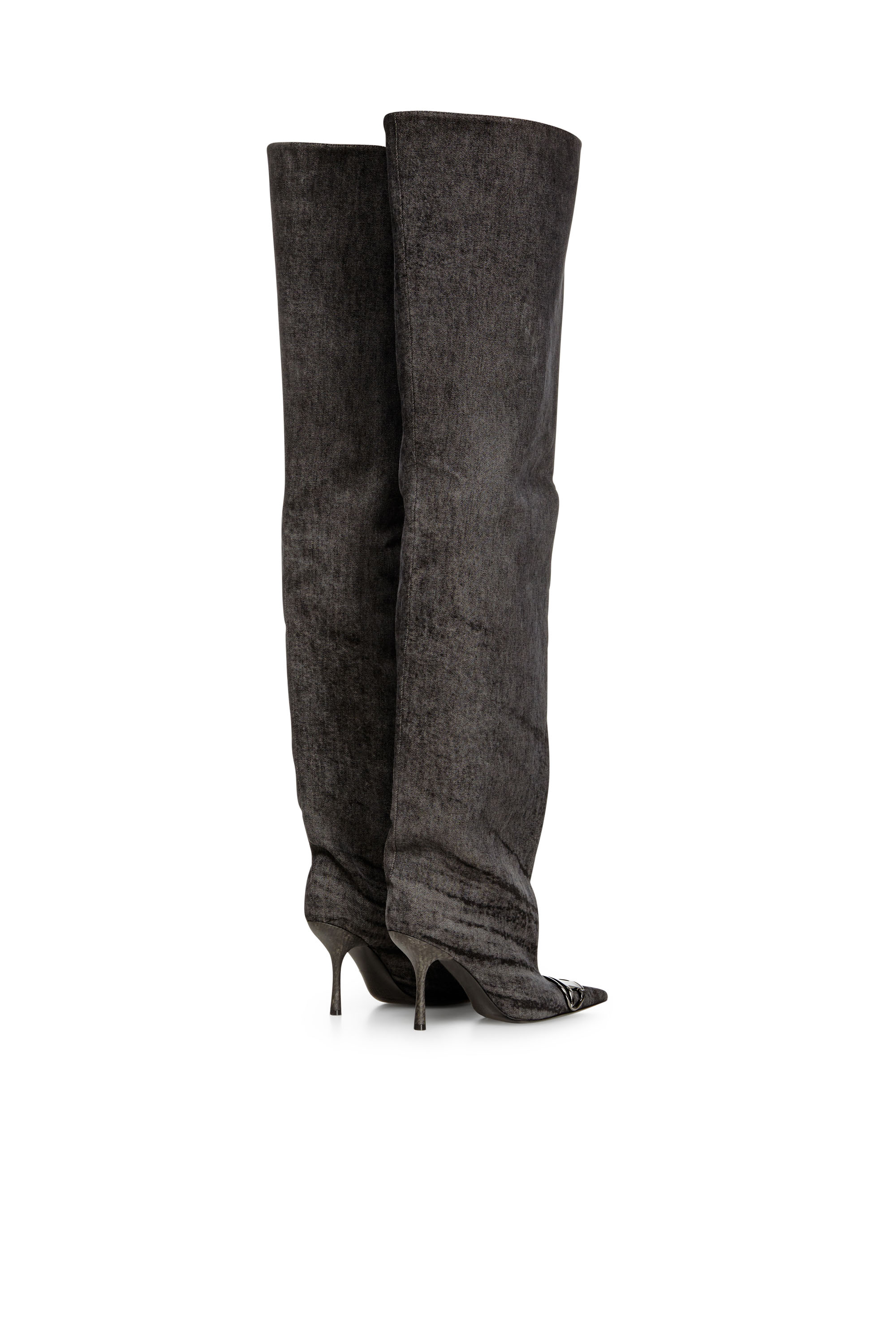 Diesel - D-VENUS 90 OTK BOOT, Female's D-Venus-Over-the-knee boots in coated denim in ブラック - 3