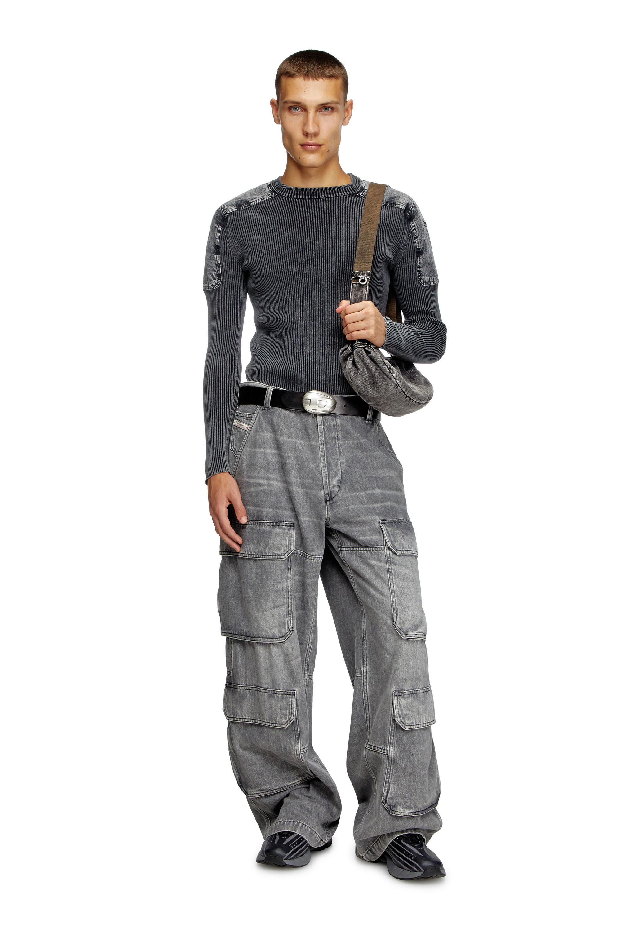 Diesel - K-MARTIN, Male's プルオーバーニット in ダークグレー - 1