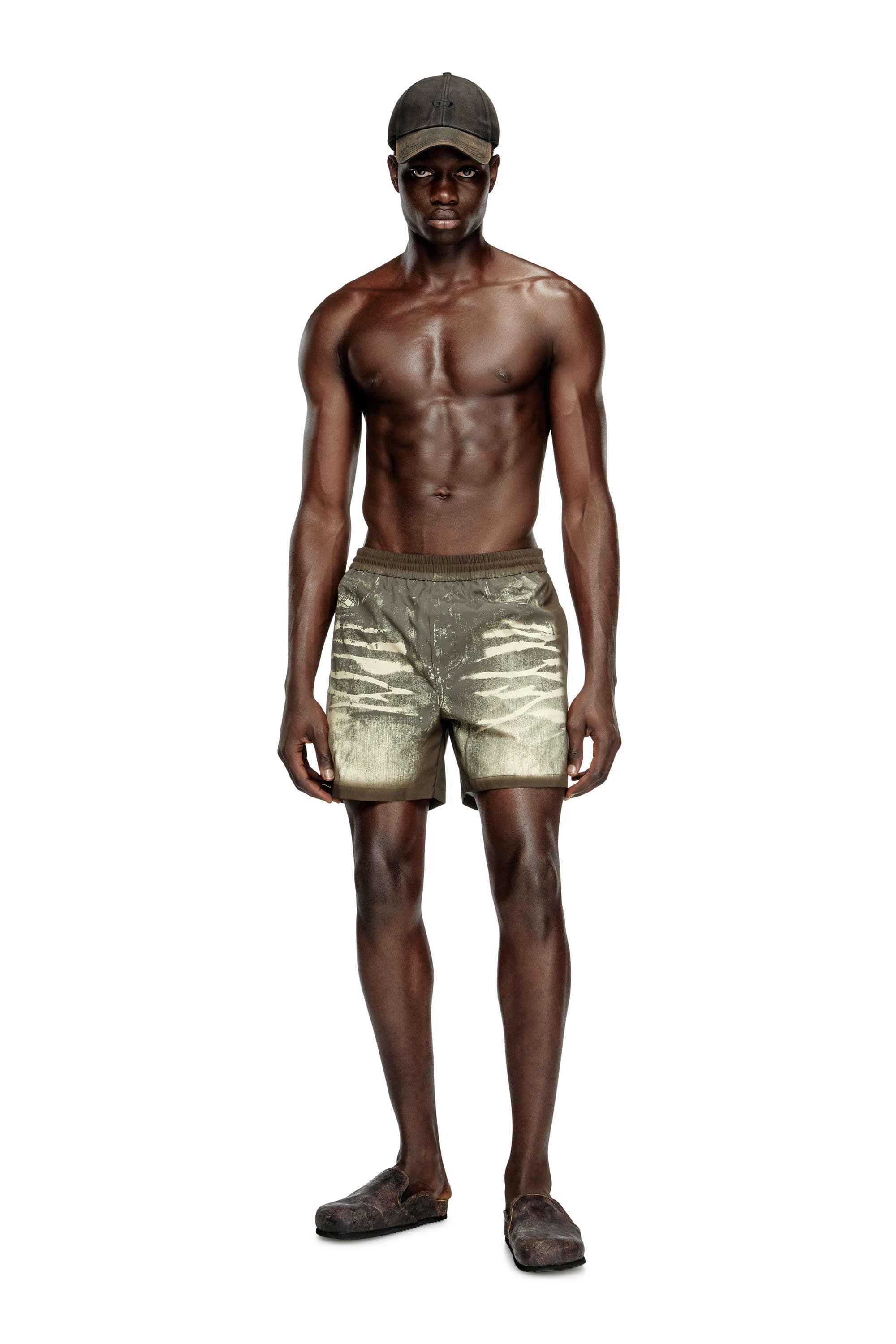 Diesel - RIO-41-DNM, Male's Mid-length swim shorts with denim print in ブラウン - 1