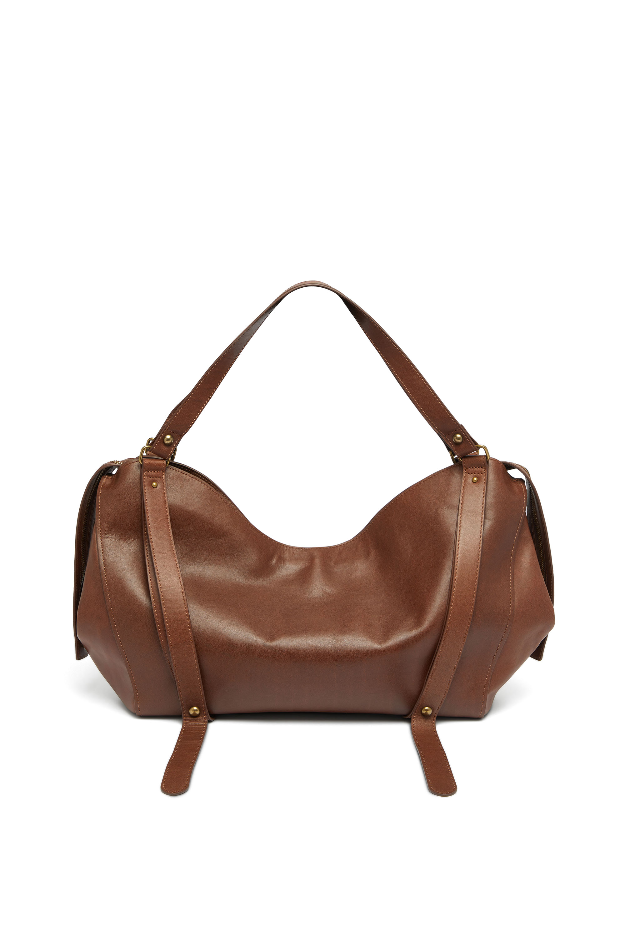 Diesel - D-ONE TOPHANDLE L, Unisex's D-One-Large top-handle bag in treated leather in ブラウン - 3